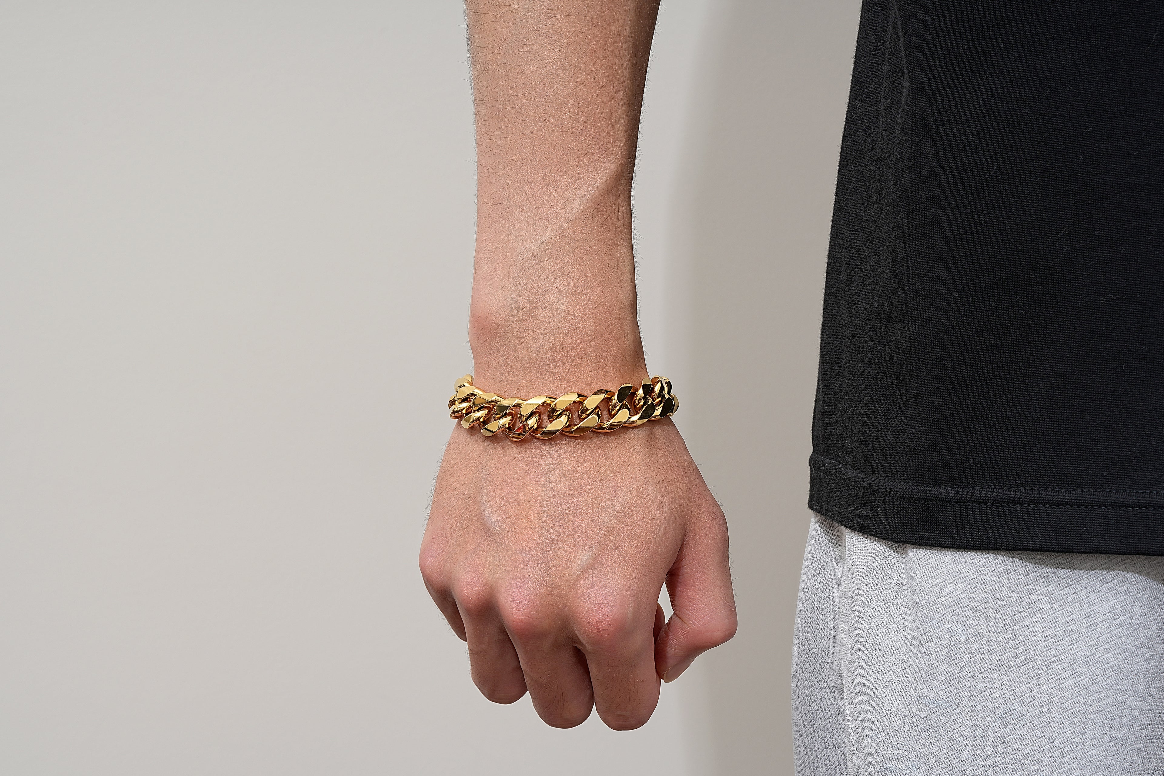 15mm Gold Cuban Link Bracelet 8 Inches Heavy 65g Solid Statement Chain Jewellery