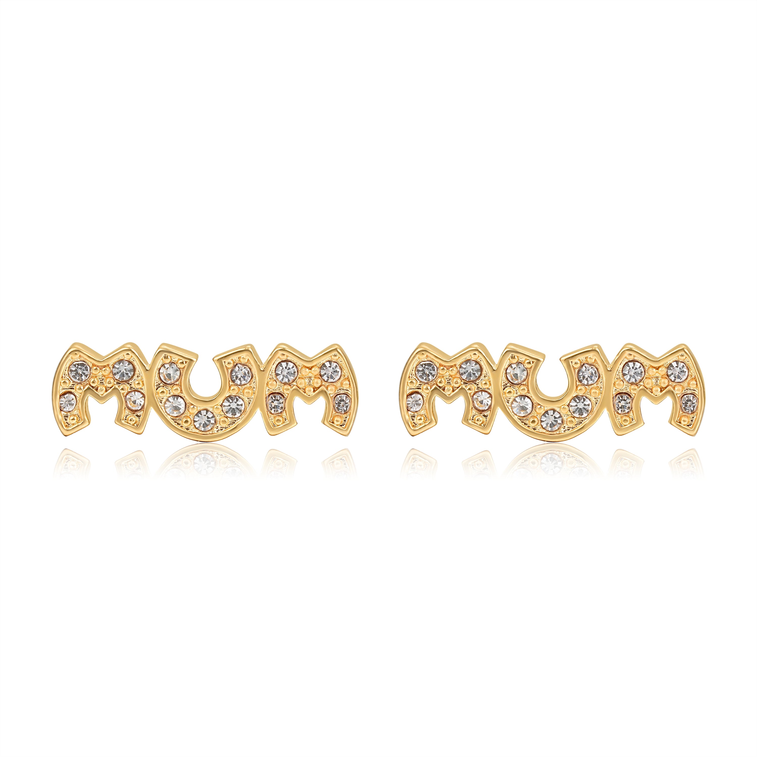 Yellow Gold CZ MUM Stud Earrings 3g Women’s Jewellery Gift