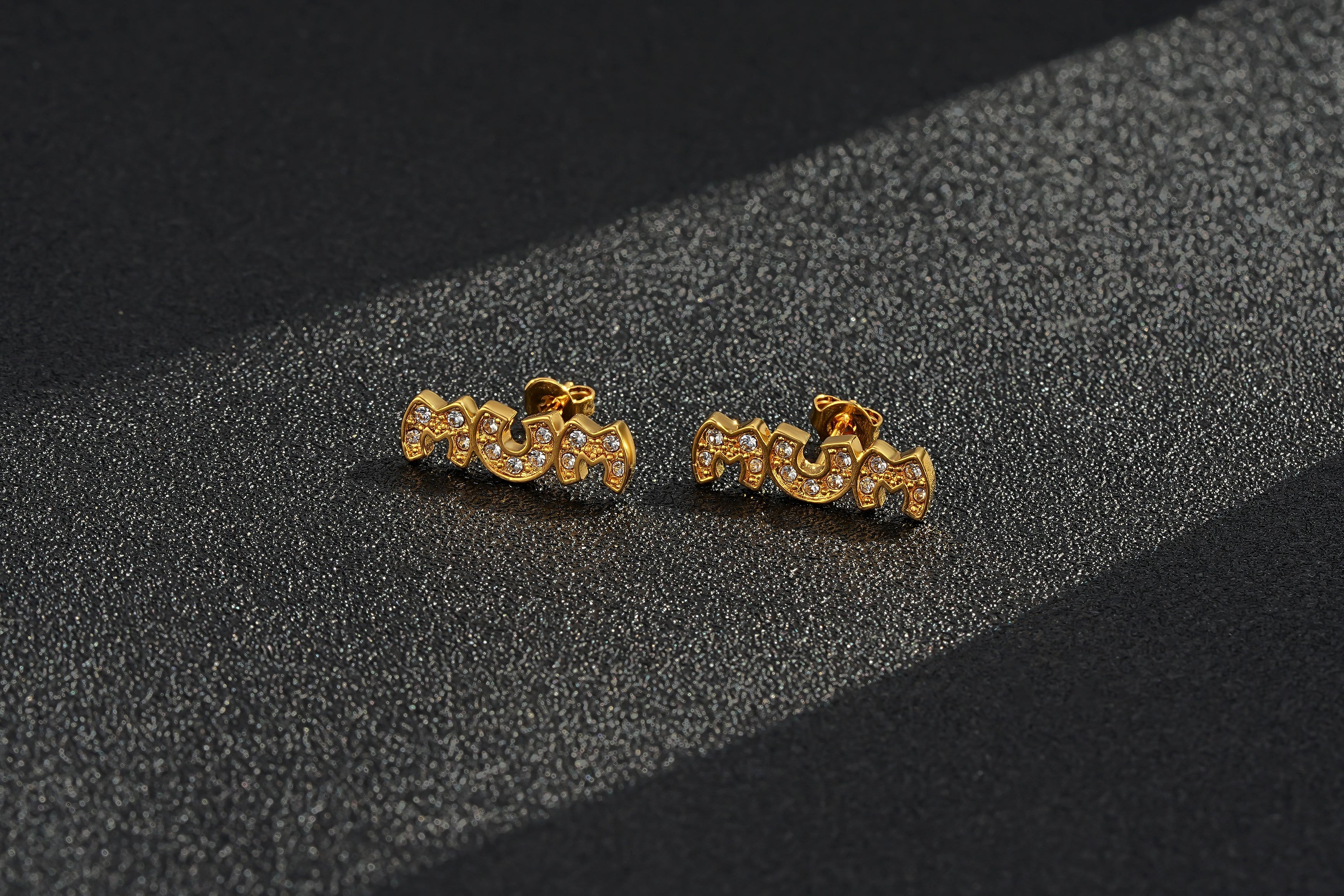 Yellow Gold CZ MUM Stud Earrings 3g Women’s Jewellery Gift