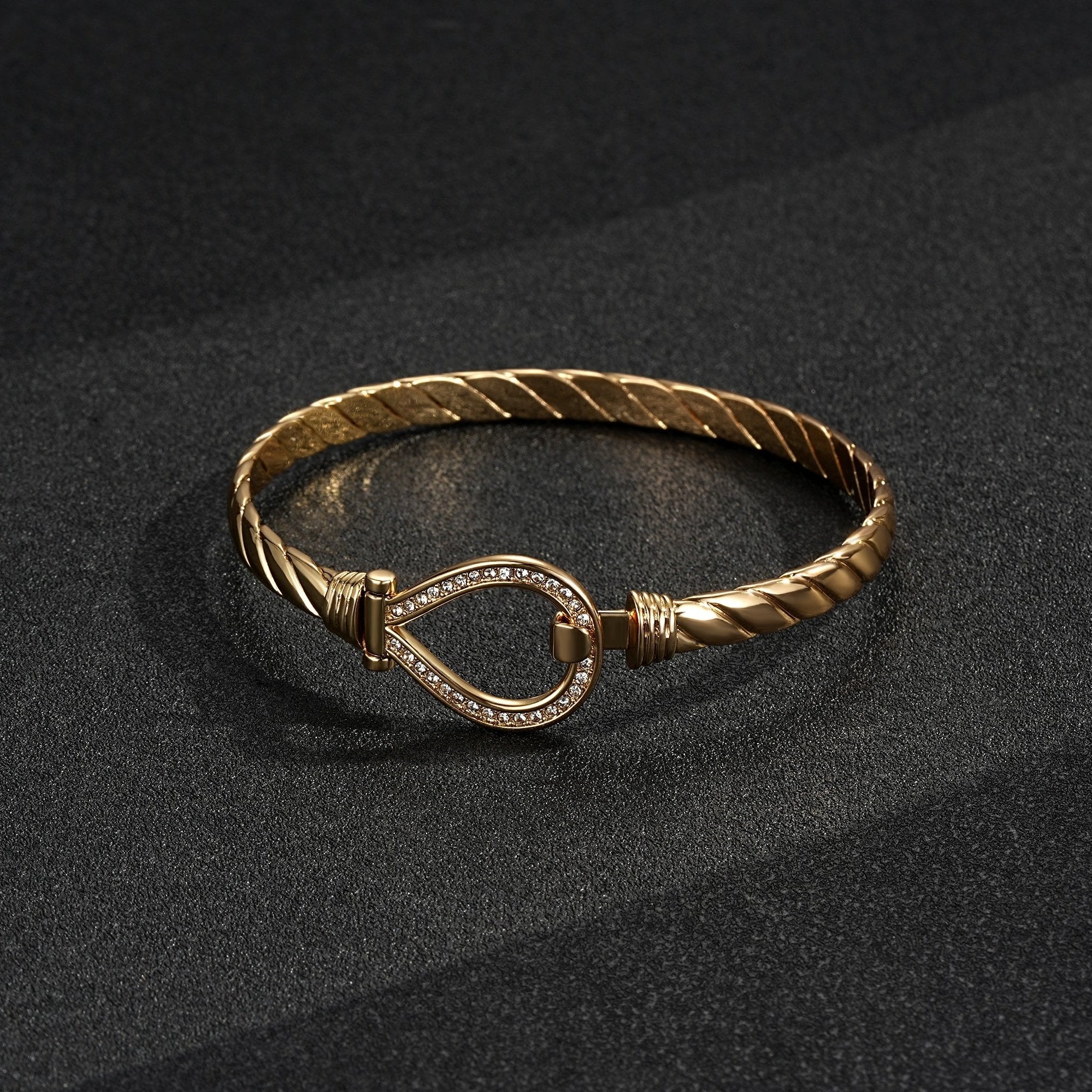 6mm Gold Closed Loop Bangle with Stones 8 Inch
