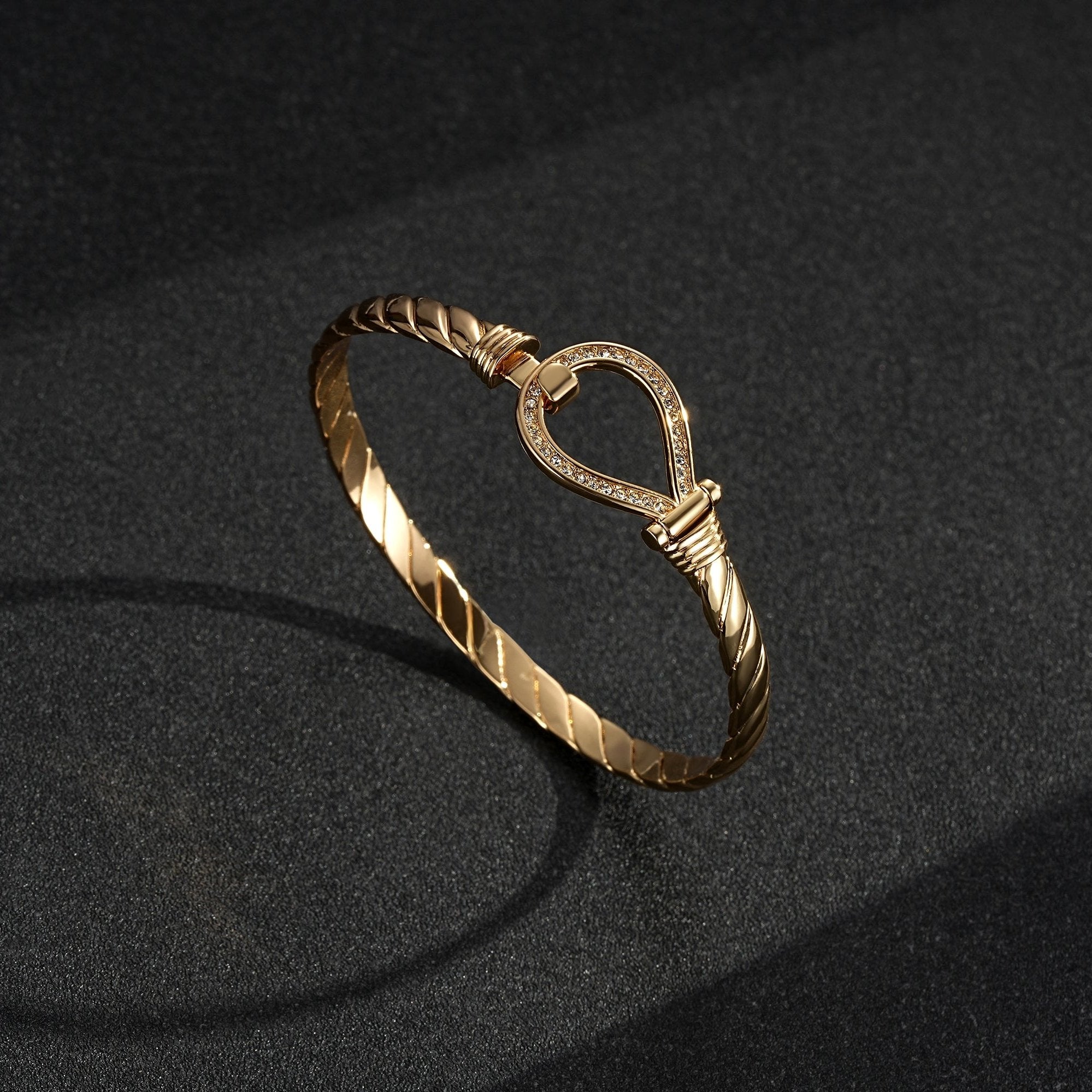 6mm Gold Closed Loop Bangle with Stones 8 Inch