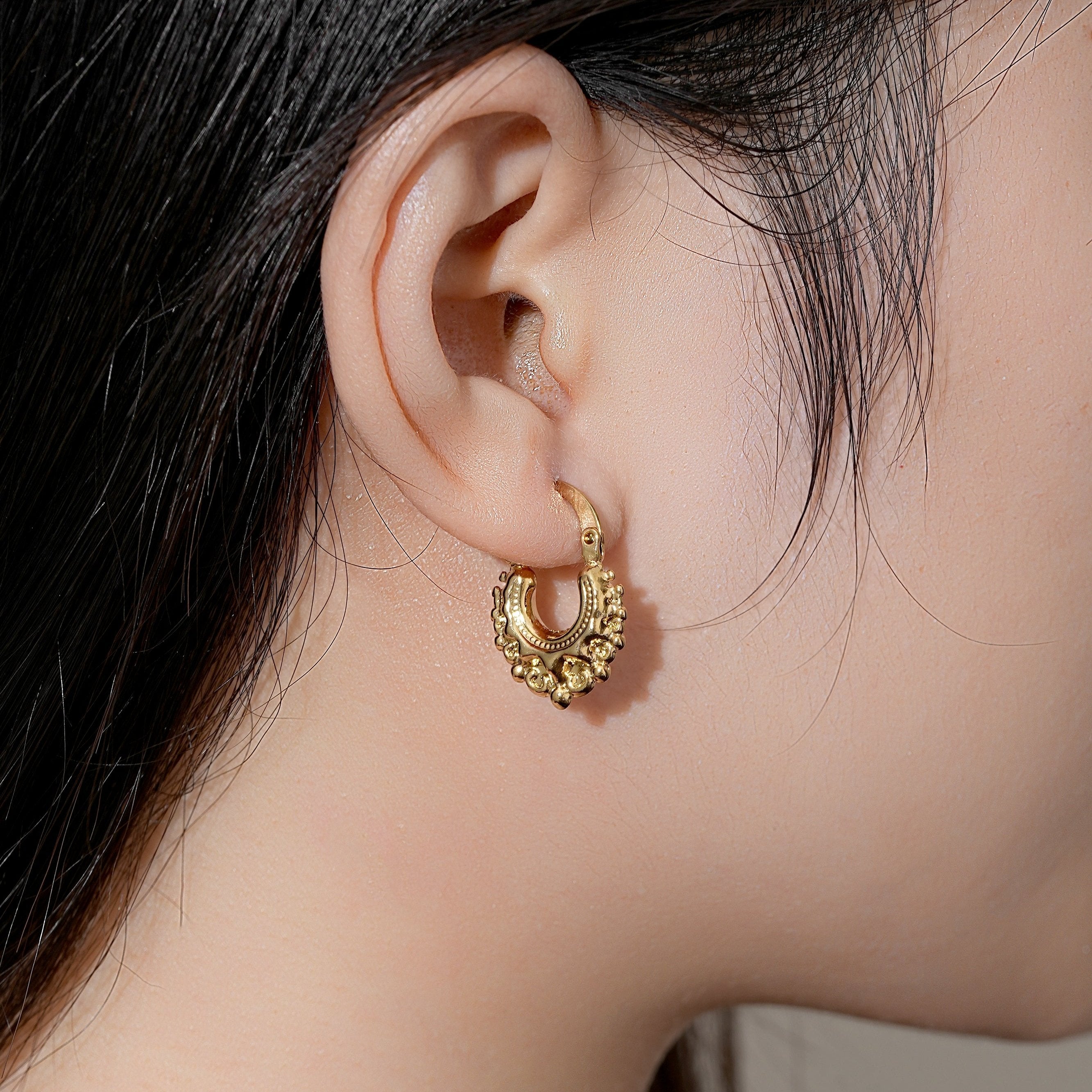 Gold Baby Gypsy Creole Earrings