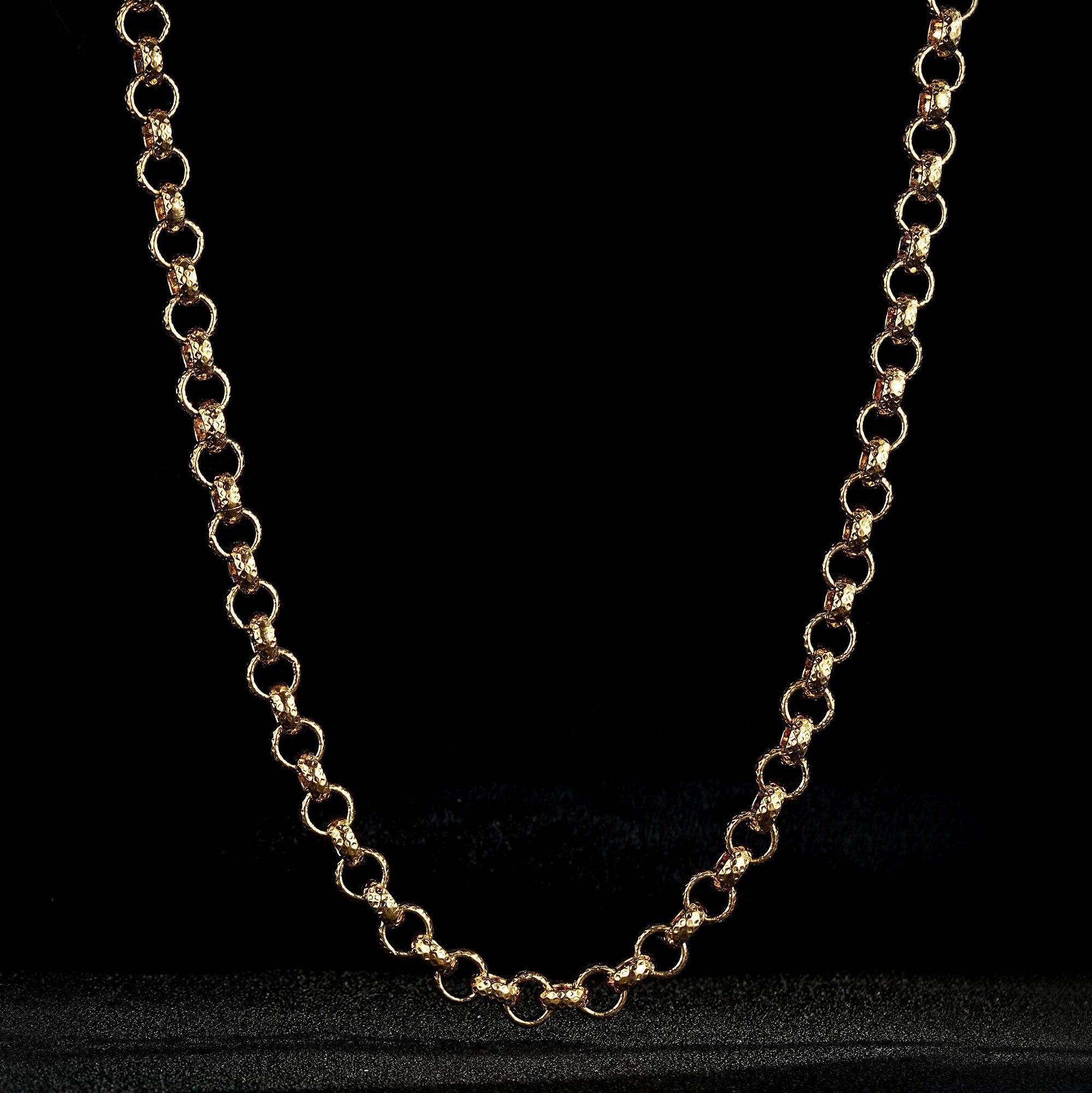 Premium 8mm Gold Filled Diamond Cut Pattern Belcher Chain 16/20/24/30 Inch