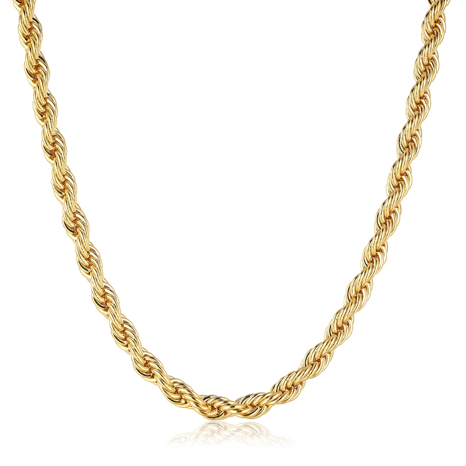 Premium 8mm Gold Rope Chain Necklace 24 Inch