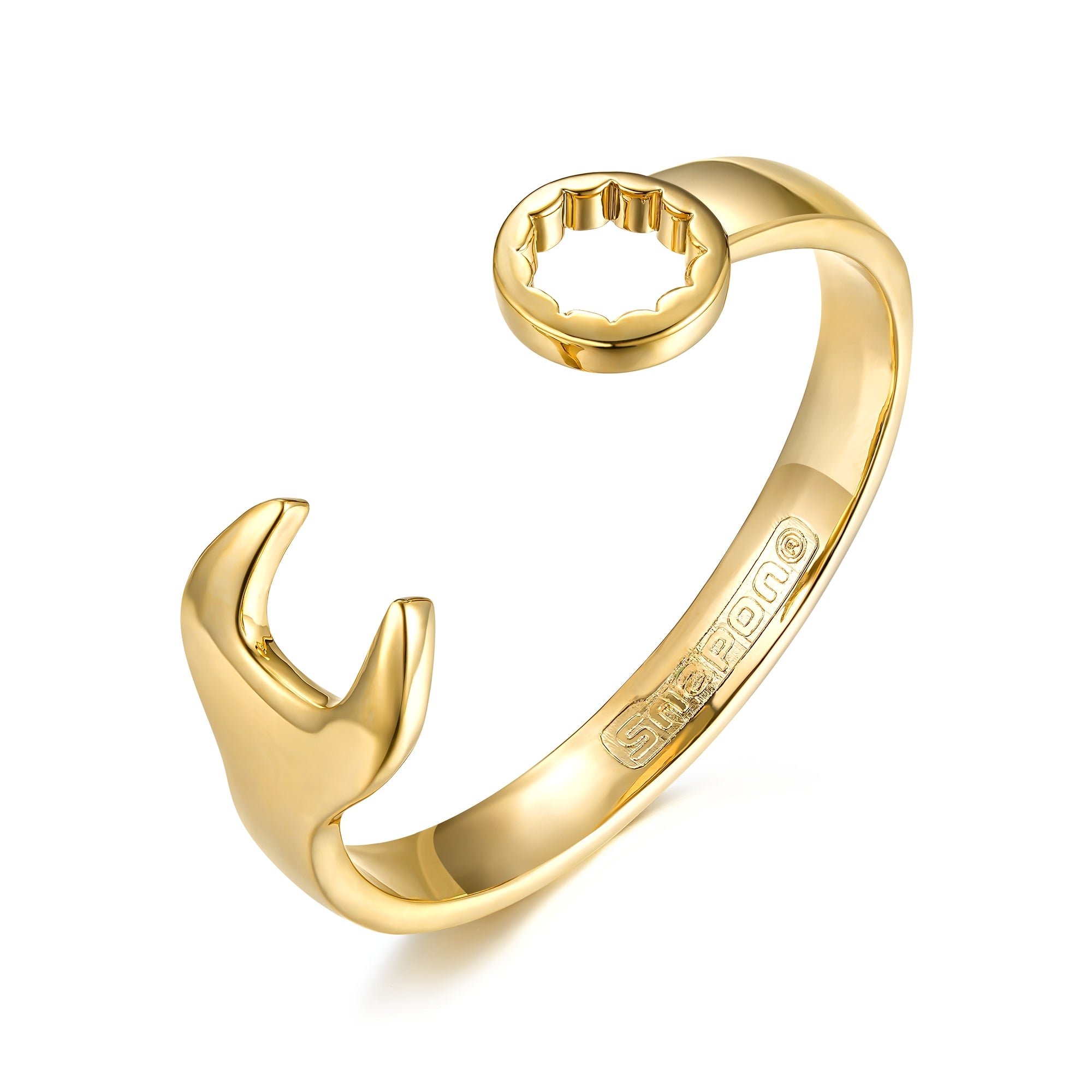 Premium 9mm Large Gold Spanner Wrench Bangle Bracelet Adjustable