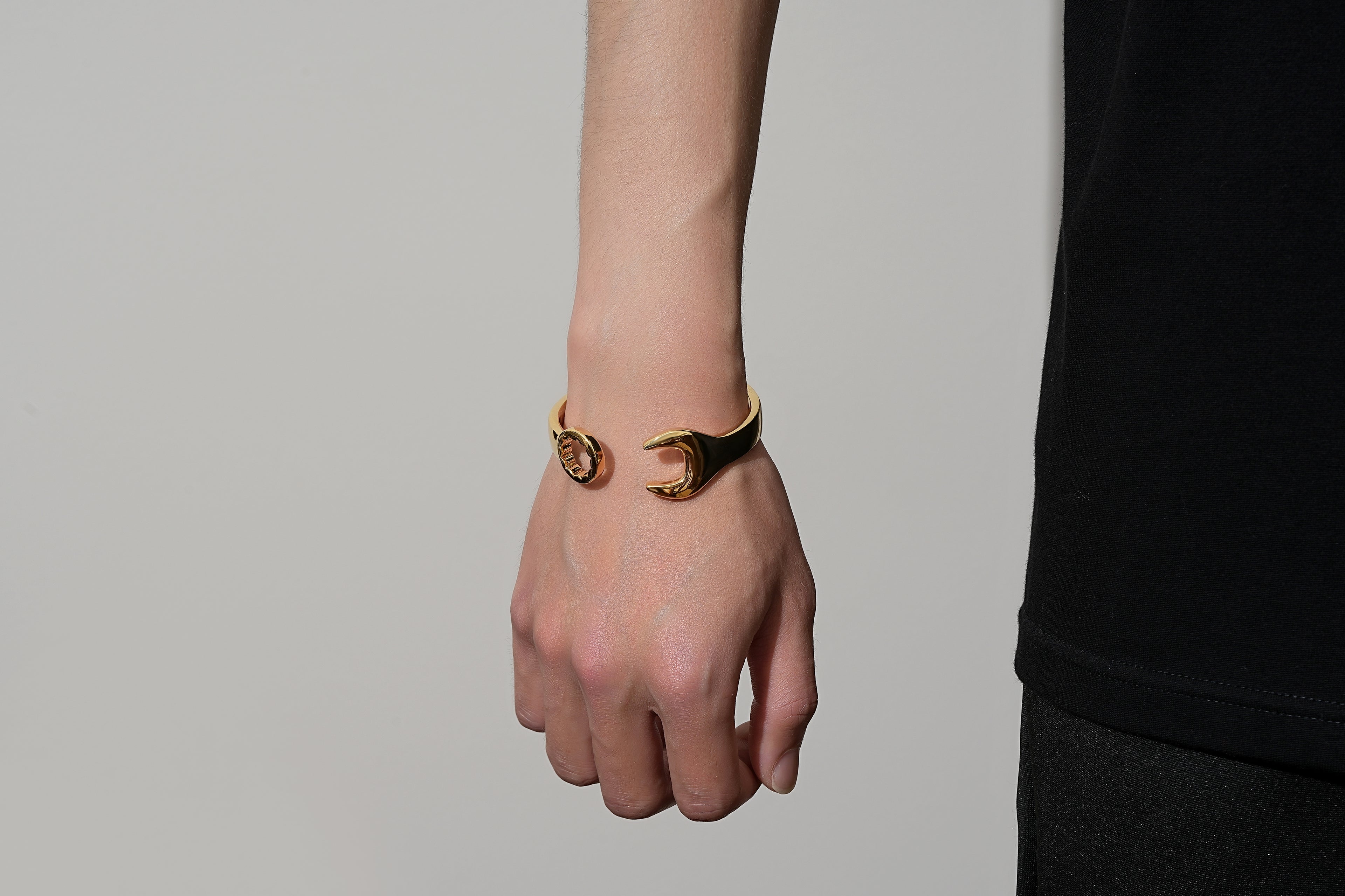 Premium 9mm Large Gold Spanner Wrench Bangle Bracelet Adjustable