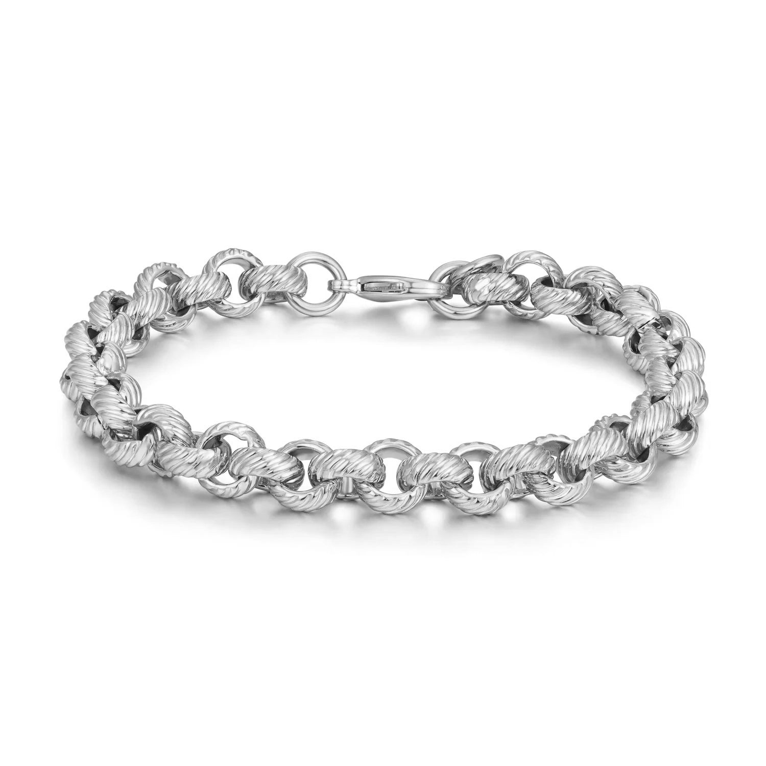 Silver Filled 9mm Lined Pattern Belcher Bracelet 8inches For Men & Women