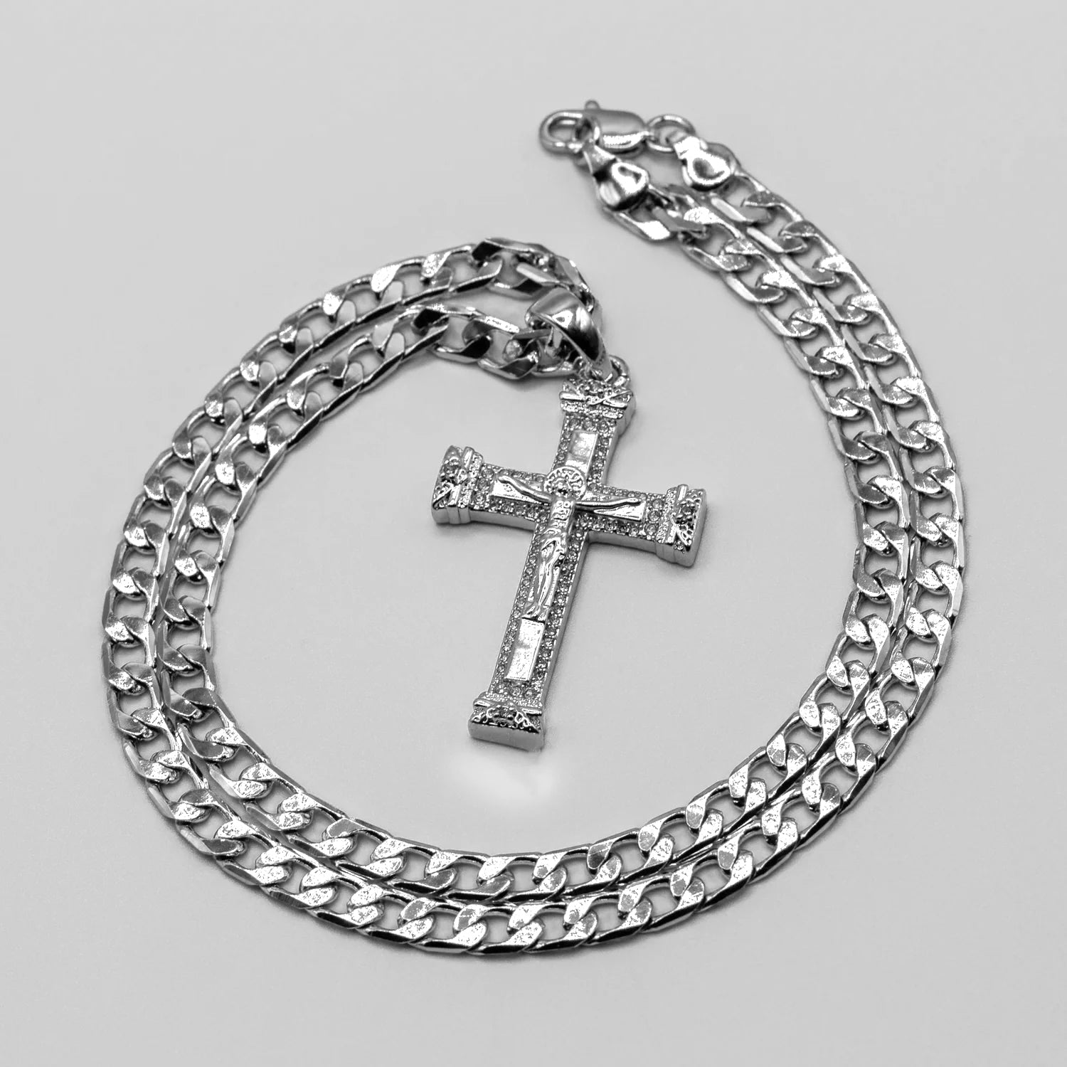 Silver Jesus Crucifix Pendant Necklace 24inches