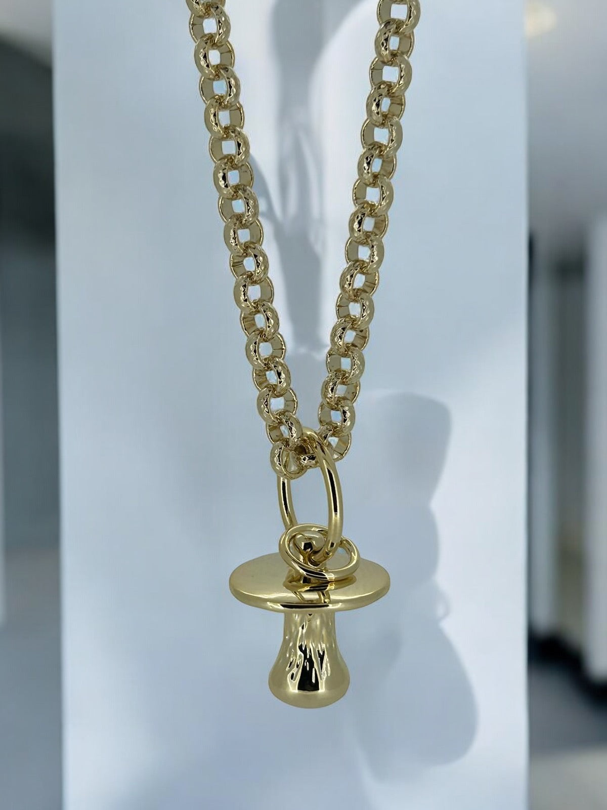 New Gold Dummy Pendant Necklace 20 Inch 8mm Belcher Chain