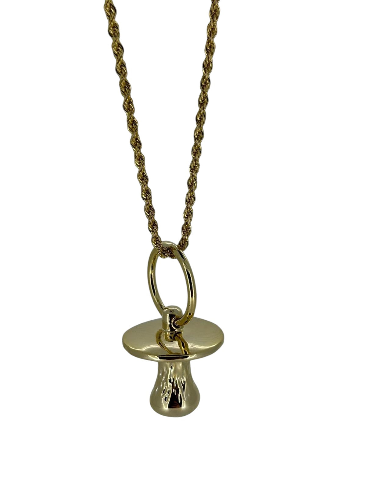 Gold Dummy Pendant Necklace 22 Inch 3mm Rope Chain