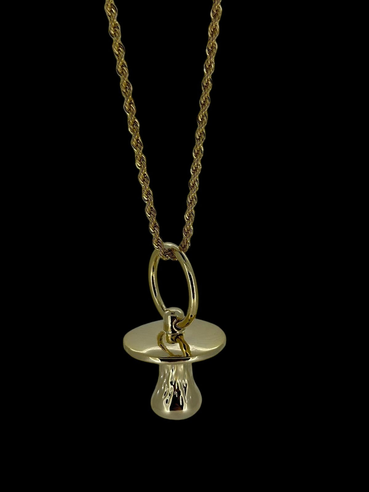 Gold Dummy Pendant Necklace 22 Inch 3mm Rope Chain