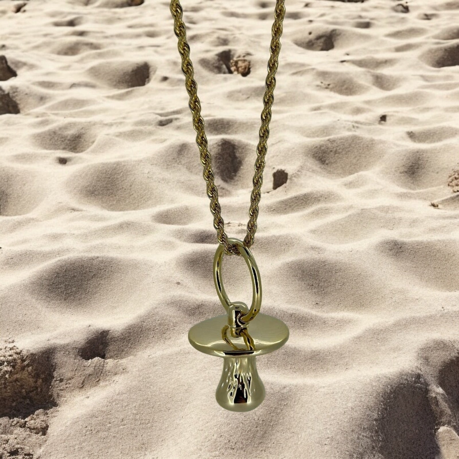 Gold Dummy Pendant Necklace 22 Inch 3mm Rope Chain