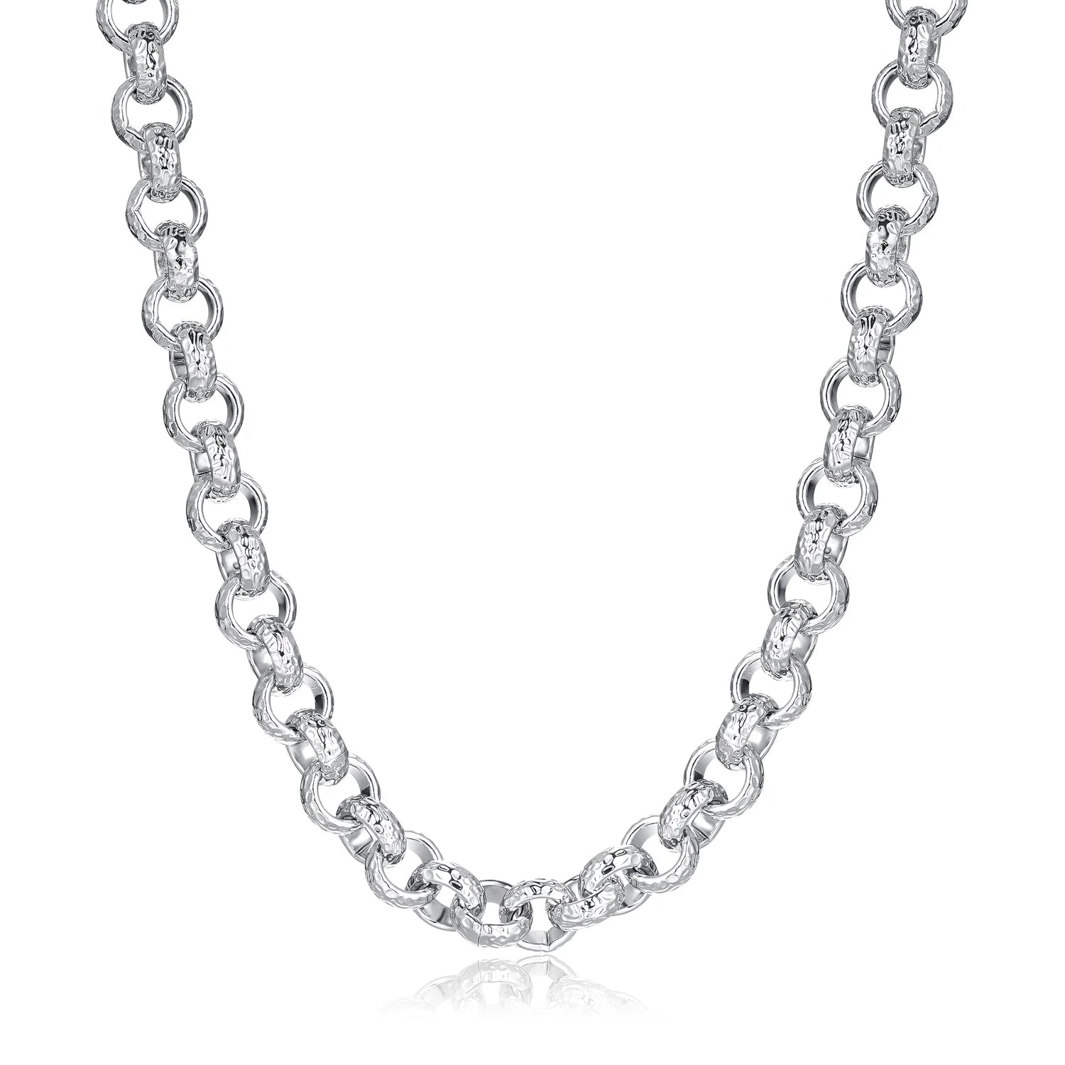 Premium 12mm Silver Plated Diamond Cut Pattern Belcher Chain 30 Inch