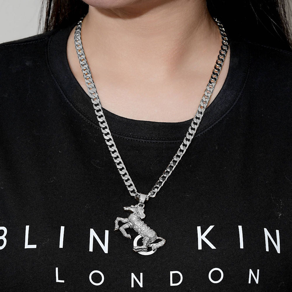 Silver Horse Pendant Necklace 24inches
