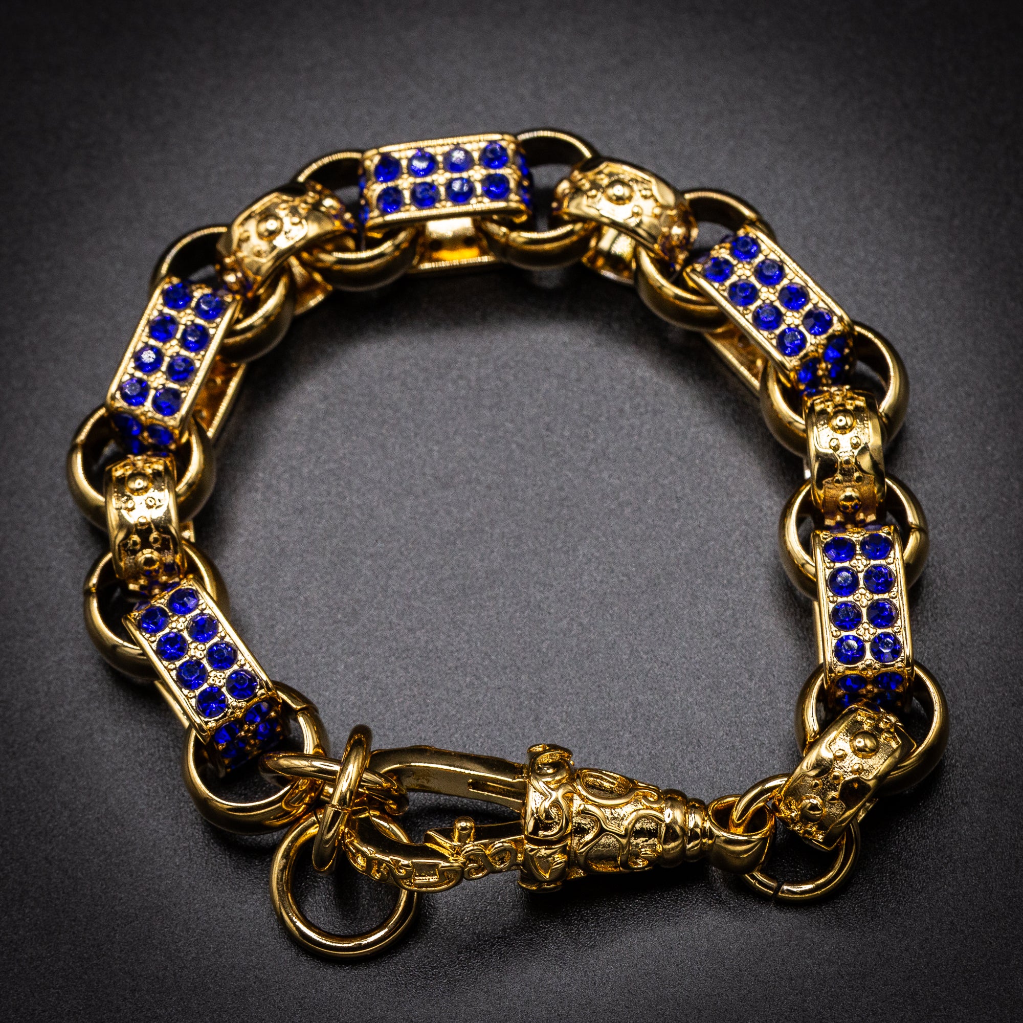 Gold Sapphire Gypsy Link Bracelet 13mm