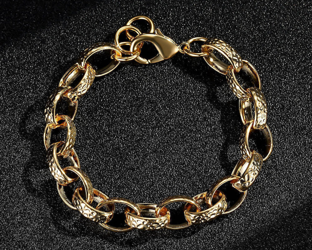 10mm gold hammered oval belcher bracelet