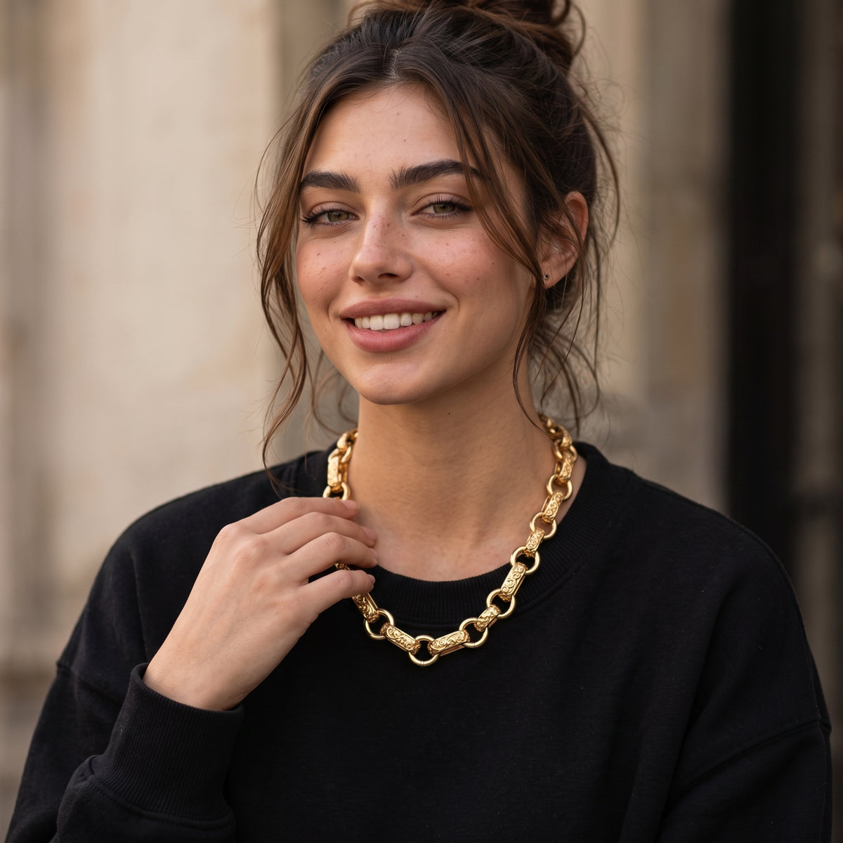 New Luxury XXL 18mm Gold Ornate Gypsy Link Belcher Chain