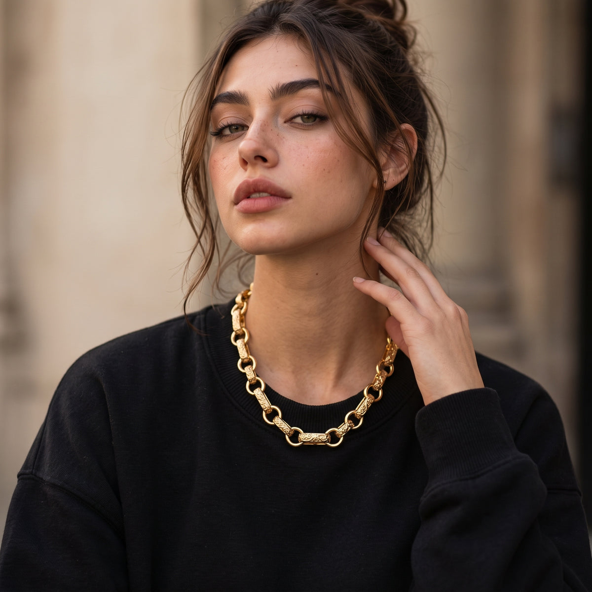 New Luxury XXL 18mm Gold Ornate Gypsy Link Belcher Chain