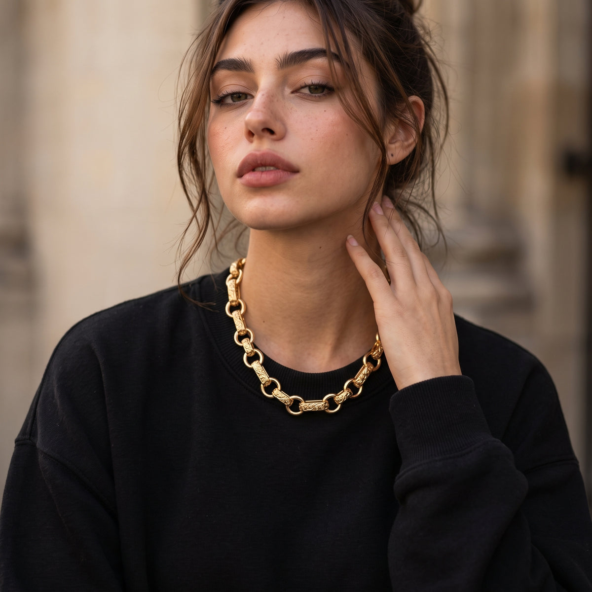 New Luxury XXL 18mm Gold Ornate Gypsy Link Belcher Chain