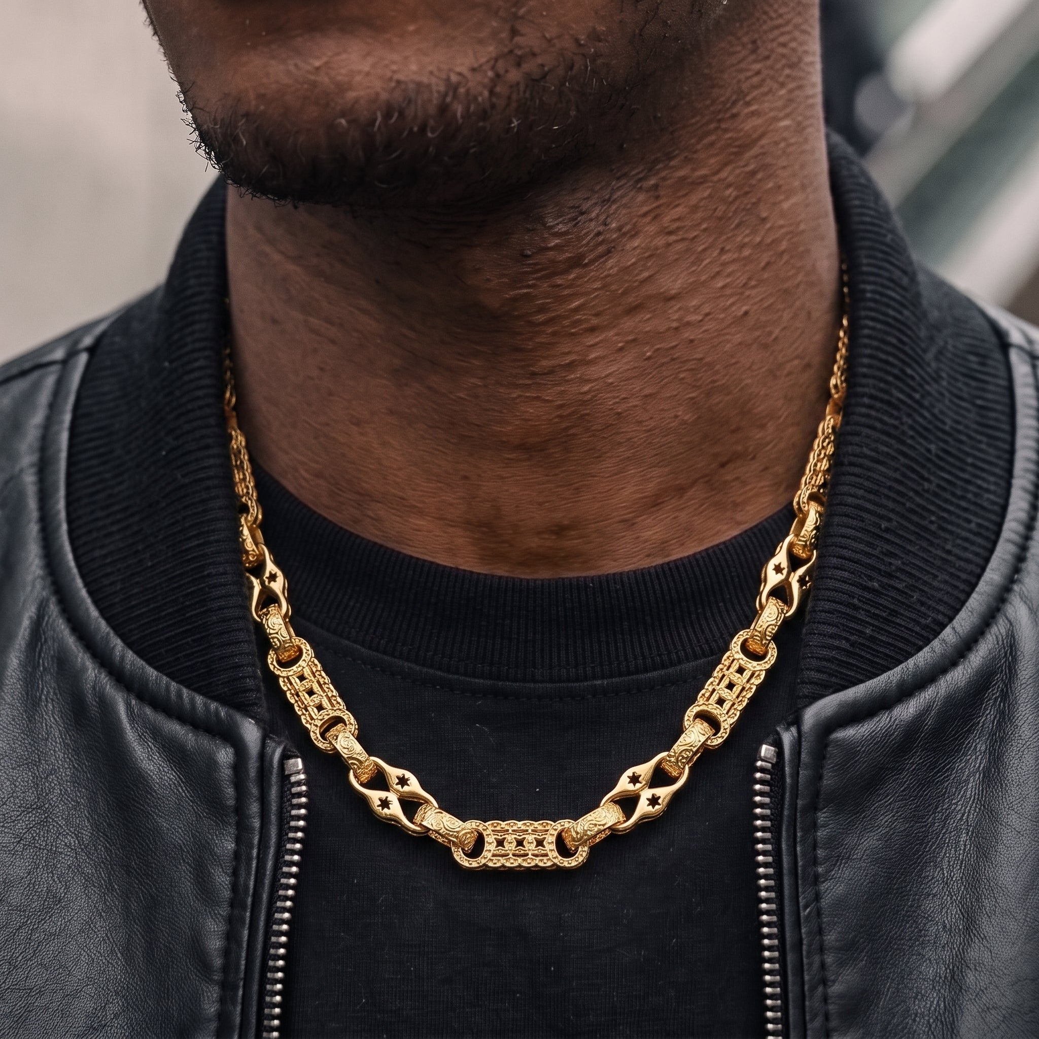 Gold Stars and Bars Chain 11mm