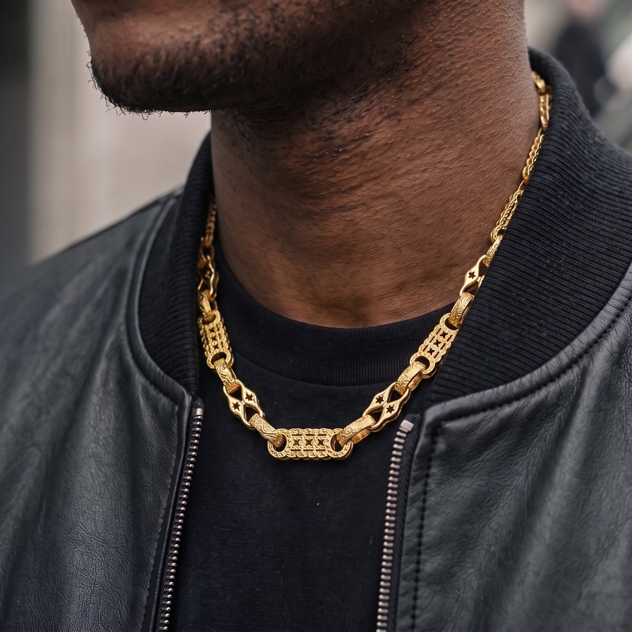 Gold Stars and Bars Chain 11mm