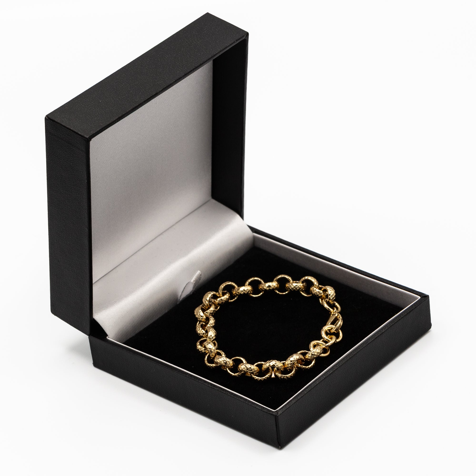 Gold Diamond-Cut Patterned Belcher Bracelet 8mm