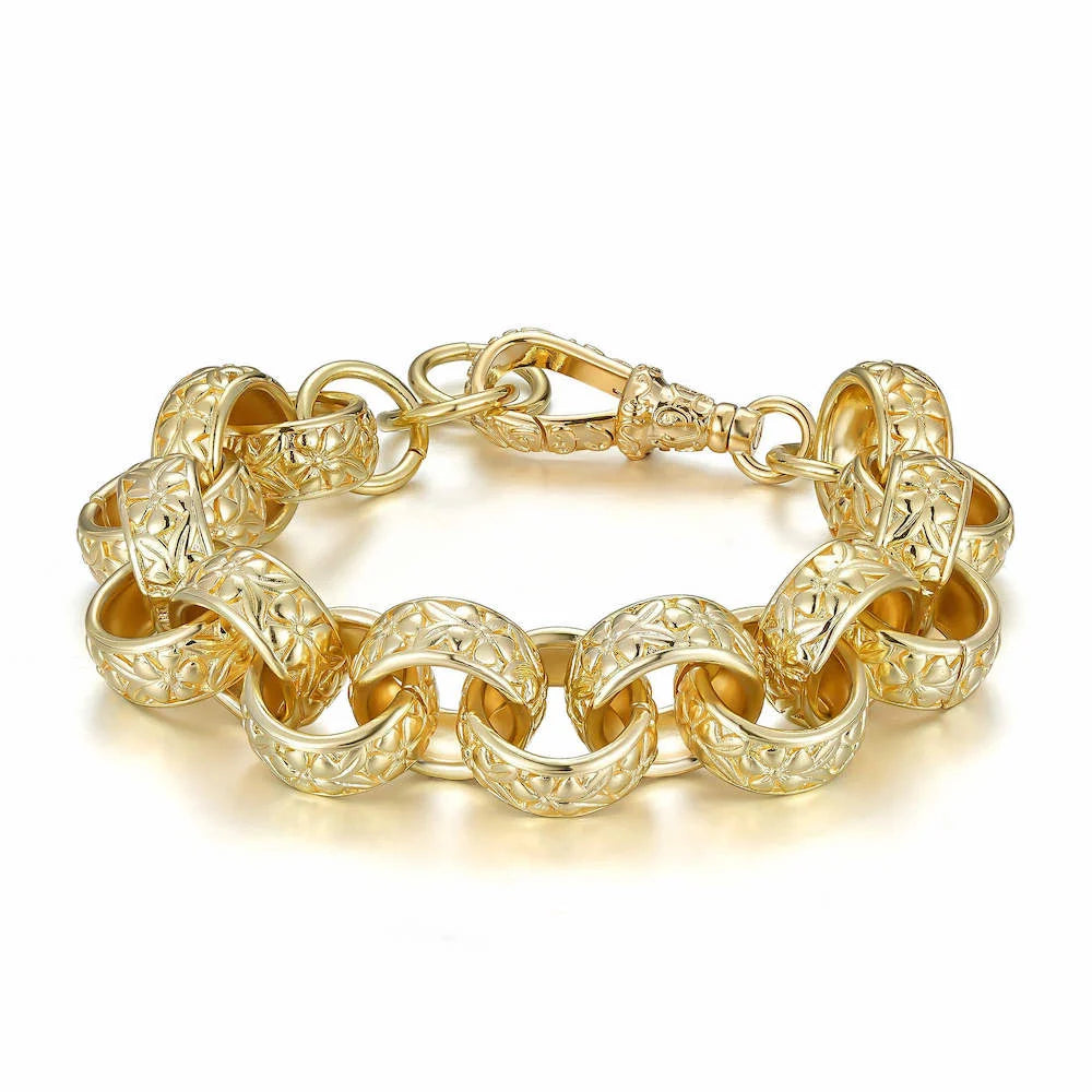 Gold XXL Ornate Belcher Chain & Bracelet Set 20mm