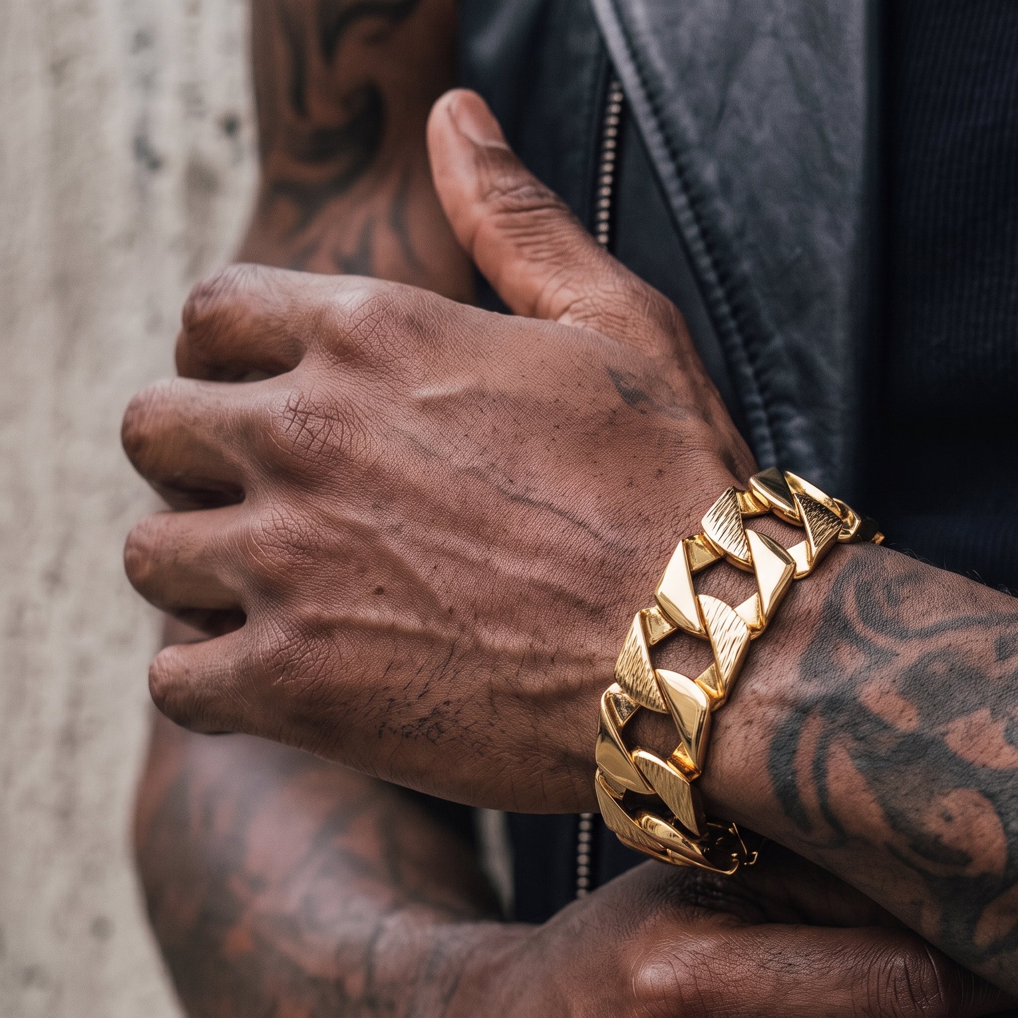 Gold Bark-Chaps Curb Bracelet 27mm