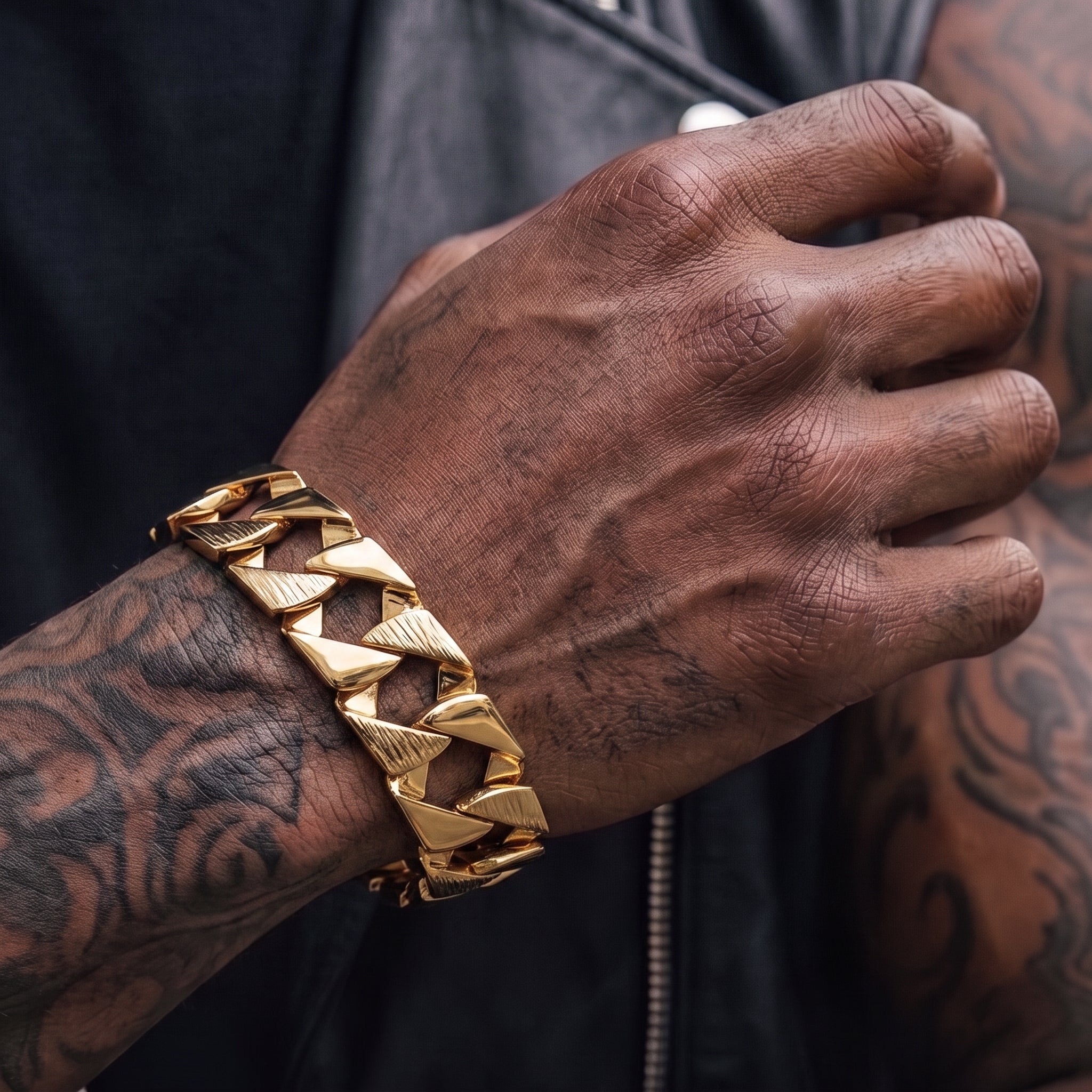 Gold Bark-Chaps Curb Bracelet 27mm