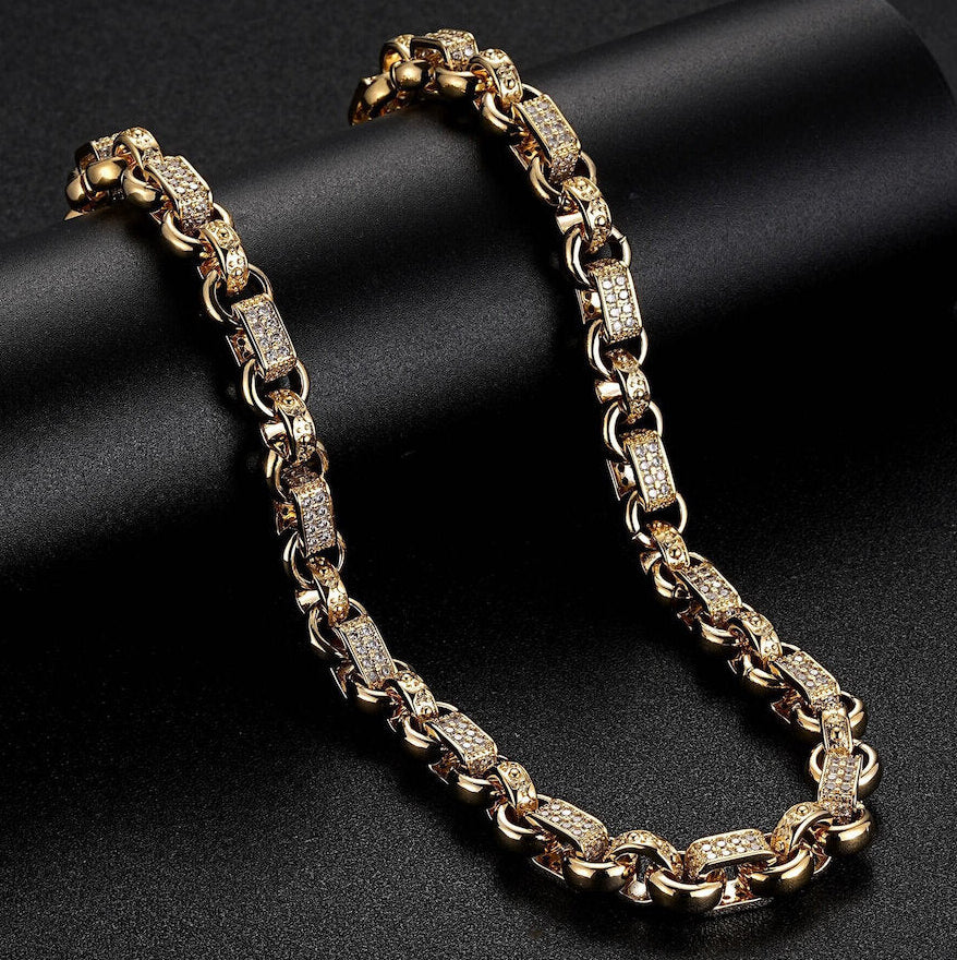 10mm gold gypsy belcher chain 22 inch with Albert clasp