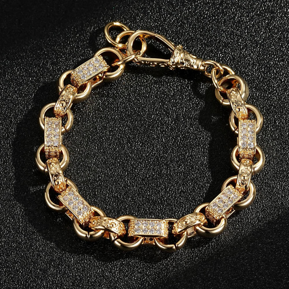 10mm Gold Gypsy Belcher Bracelet Albert Clasp 7/7.5 Inch