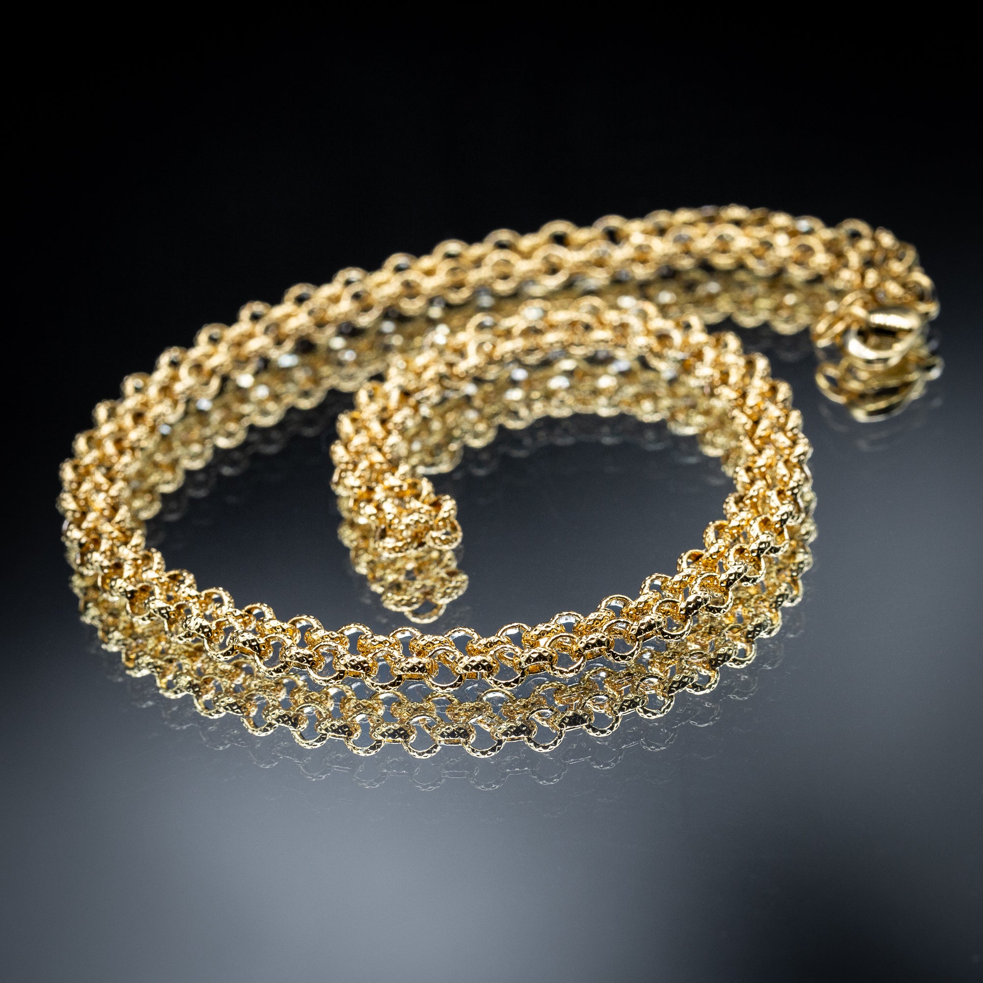 4mm Gold Diamond Cut Pattern Belcher Chain – 24 Inch