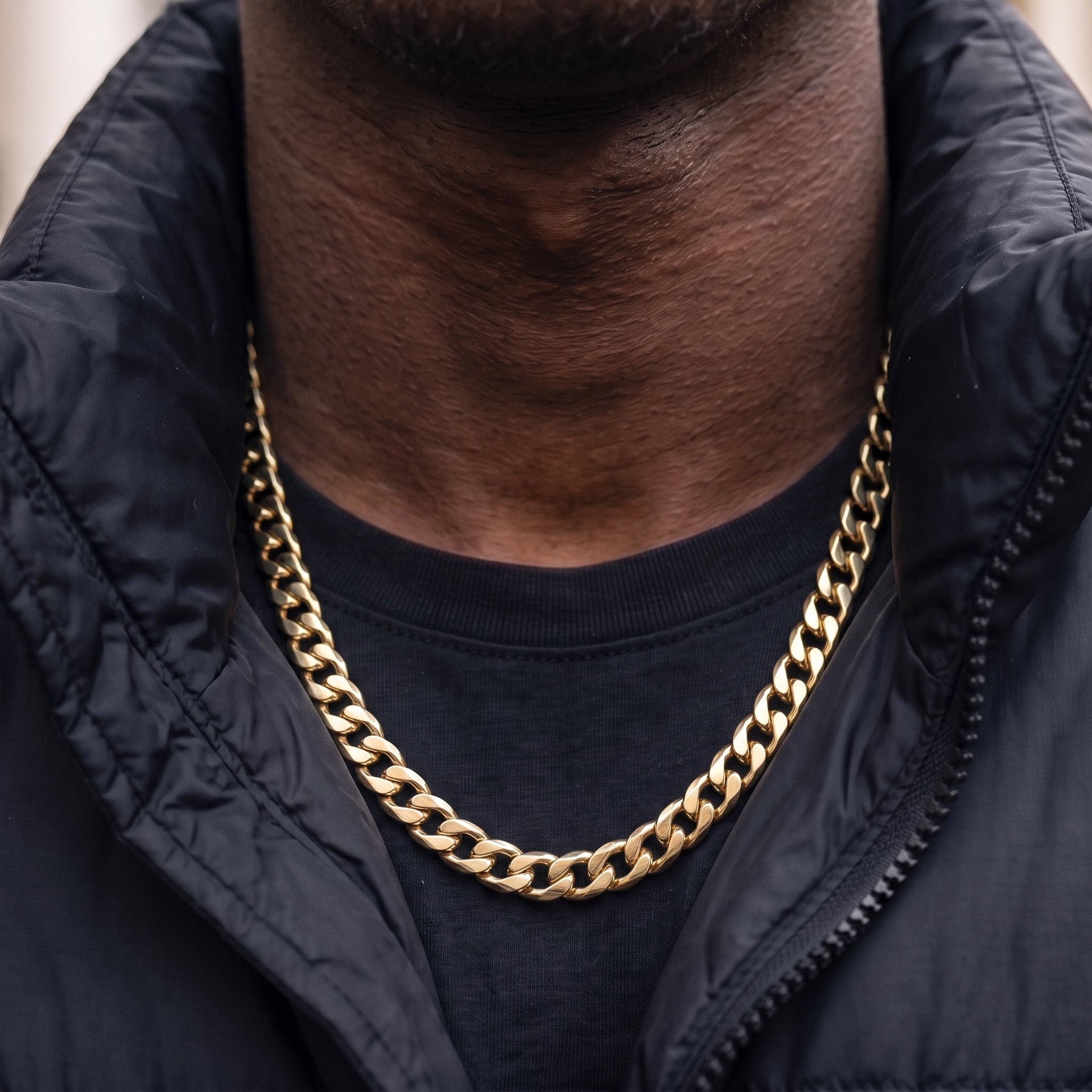 15mm Gold Cuban Link Chain 24 Inches, Heavyweight 206g