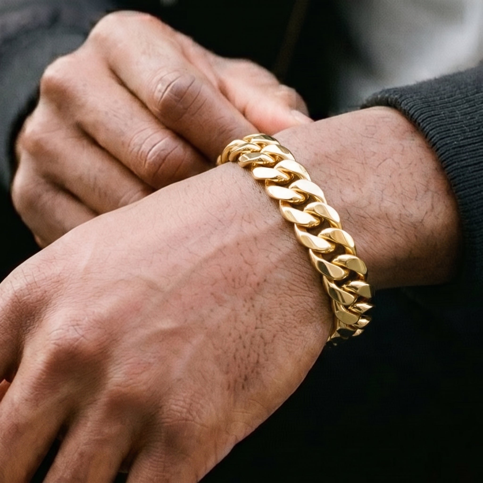 15mm Gold Cuban Link Bracelet 8 Inches, Heavy 65g
