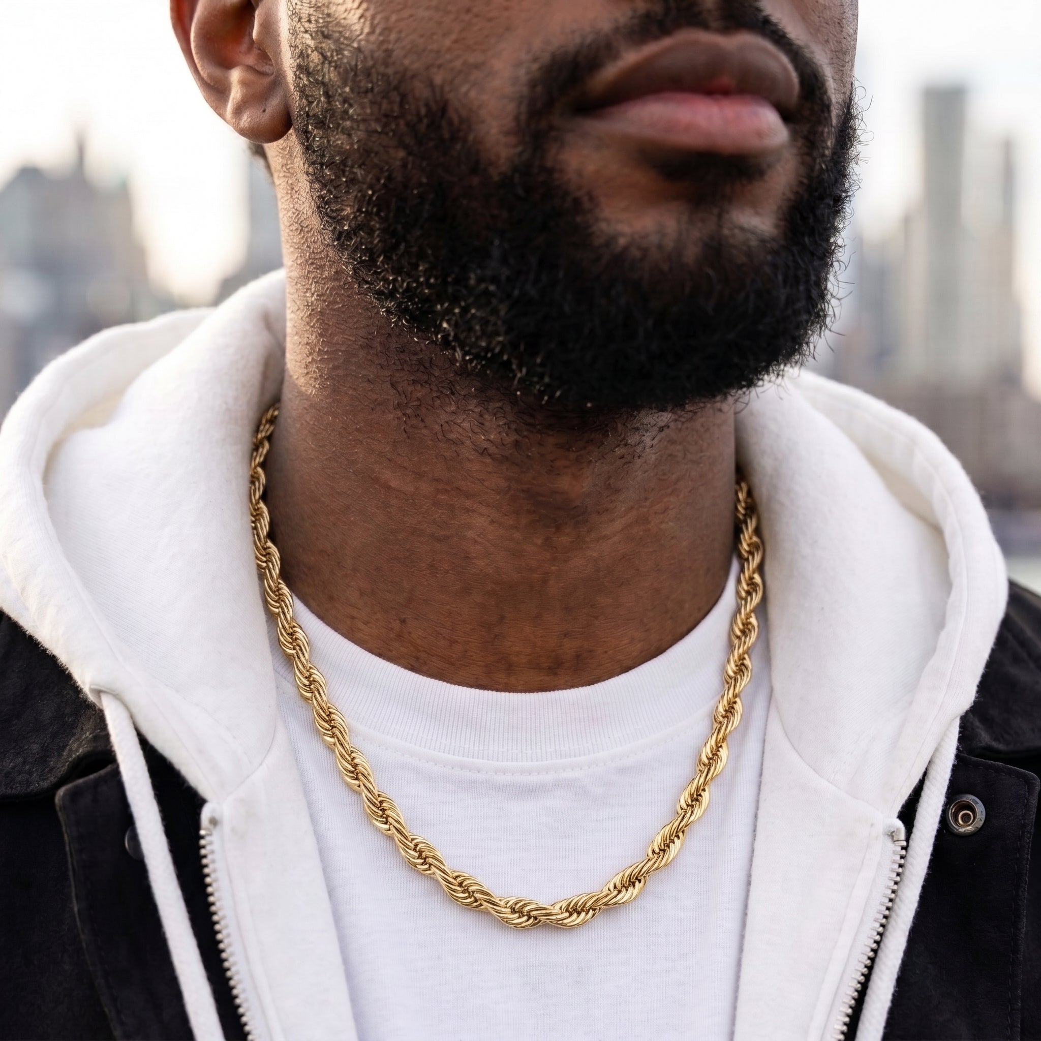 Gold Rope Chain Necklace 12mm 30inches