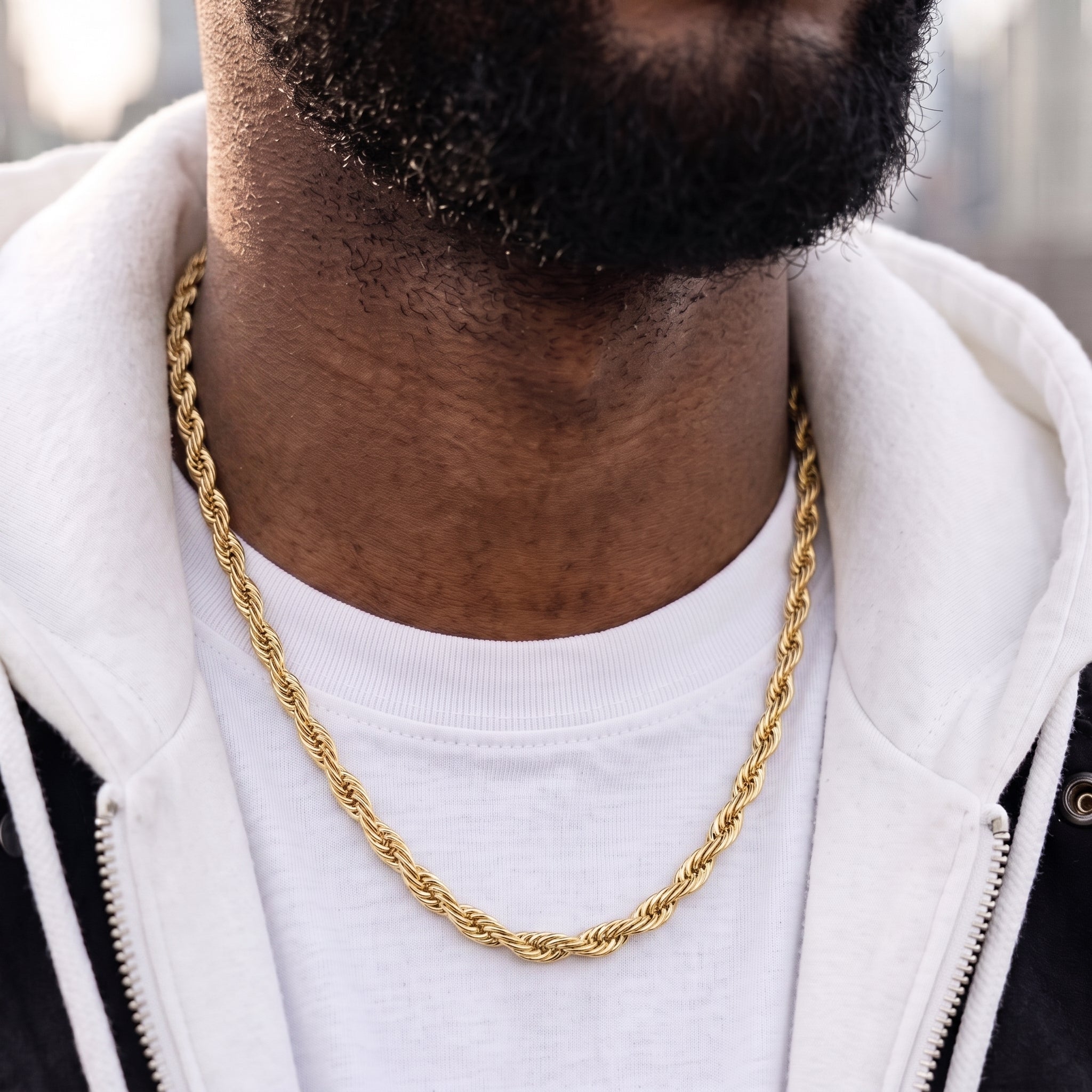 Gold Rope Chain Necklace 12mm 30inches