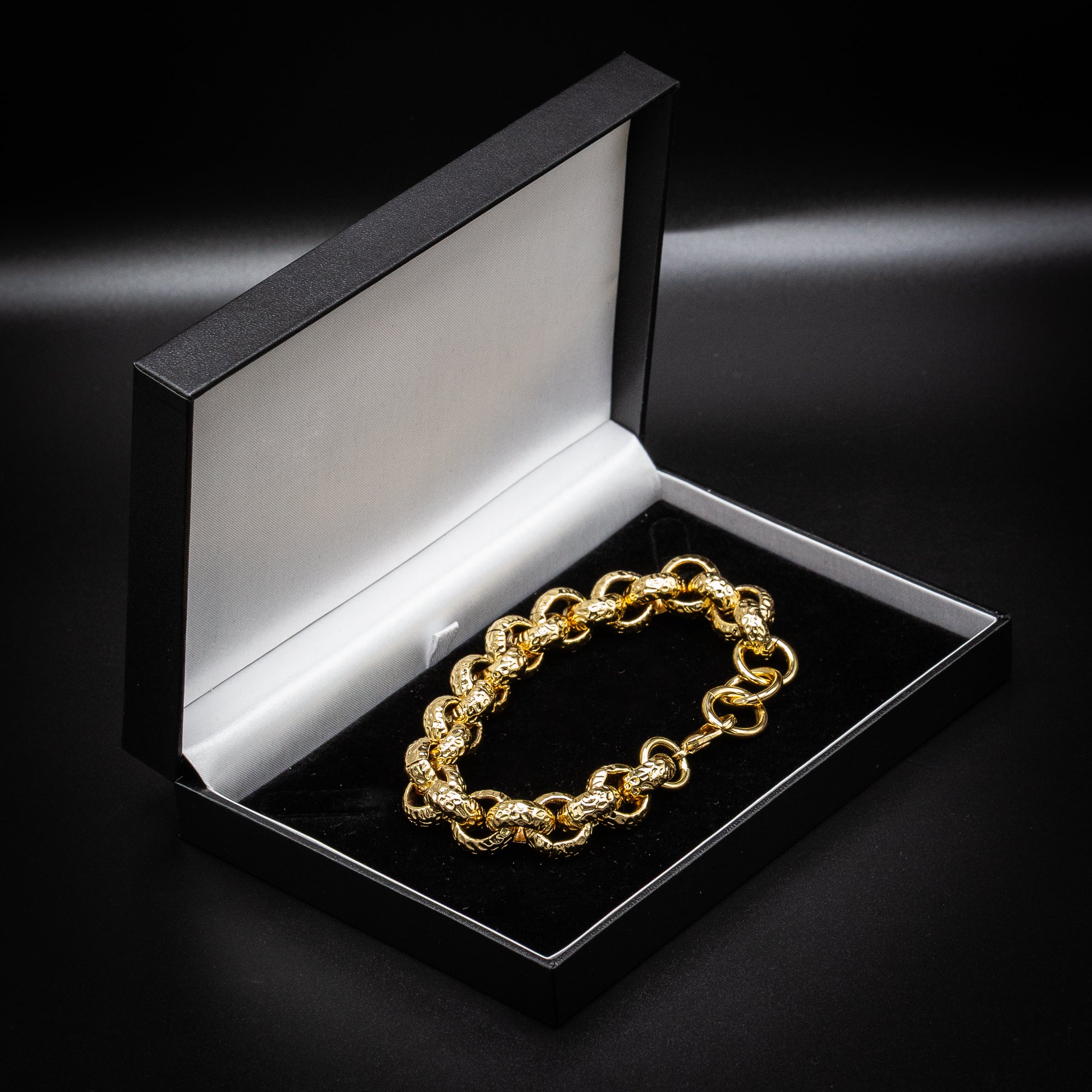 9ct Gold Leopard-Print Belcher Bracelet 15mm