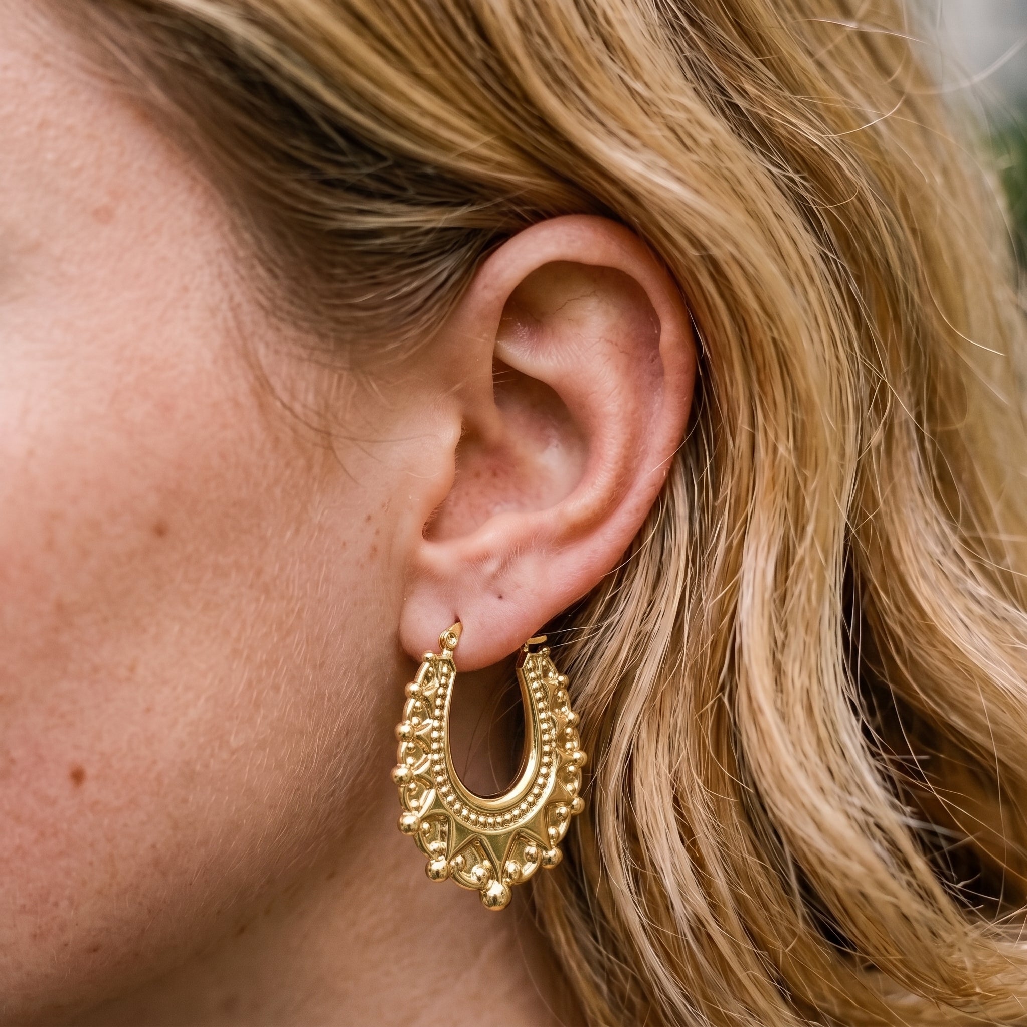 Gold XL Gypsy Creole Earrings 48mm