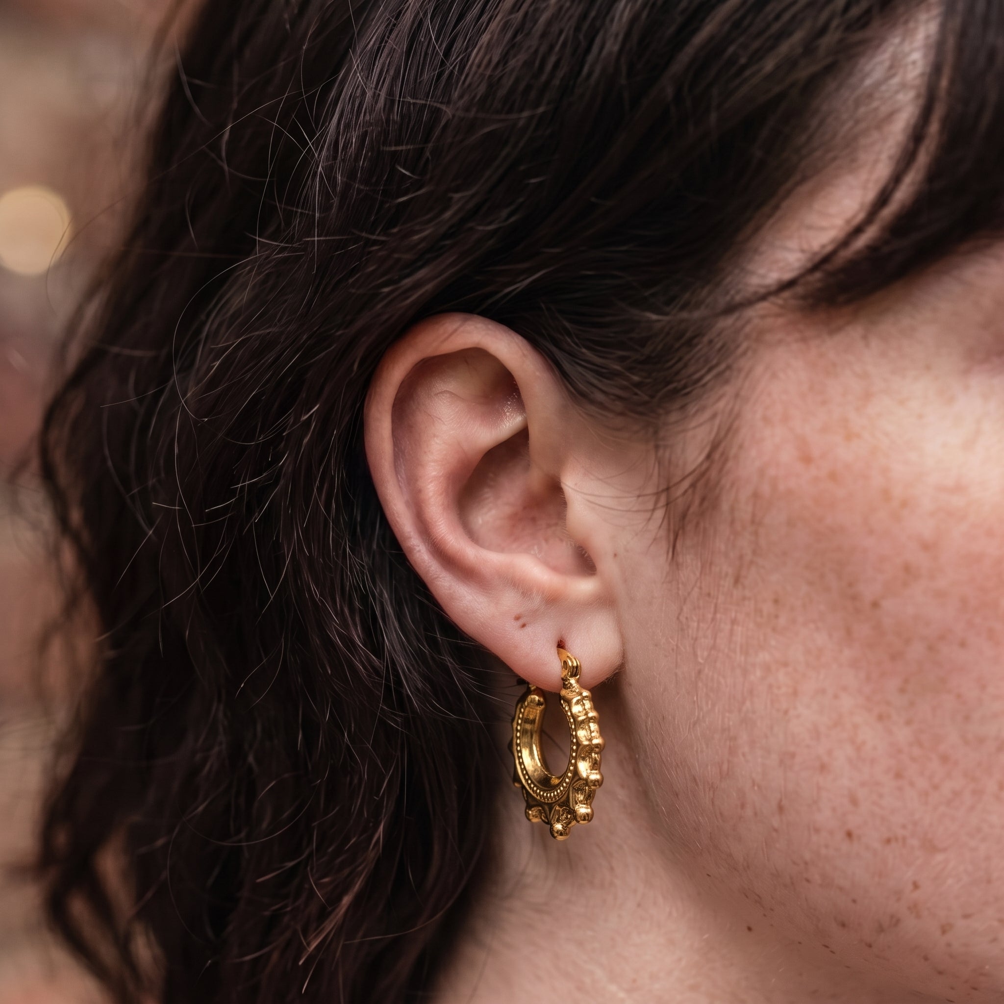 Gold Round Gypsy Creole Earrings