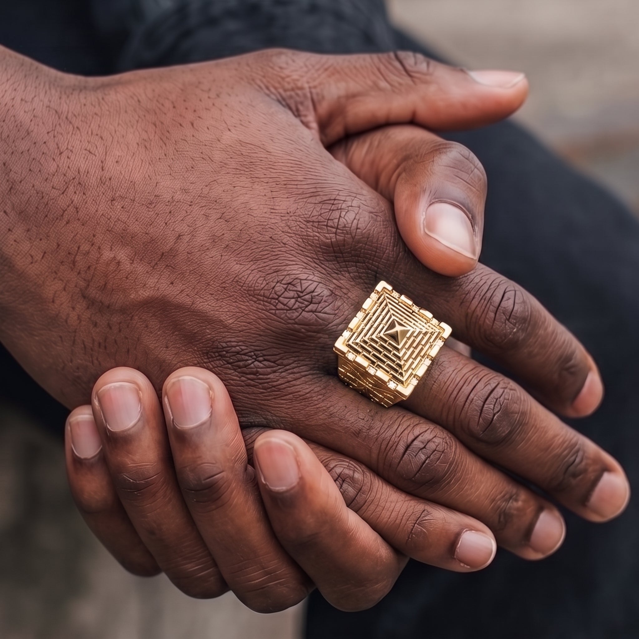 Gold Pyramid Ring