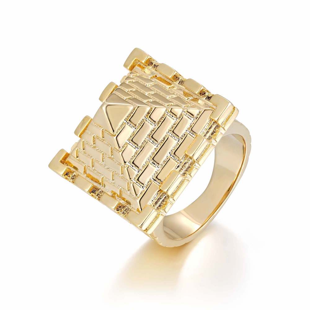 Gold Pyramid Ring Size 13 Z 50g Statement Men’s Jewellery Bold Design