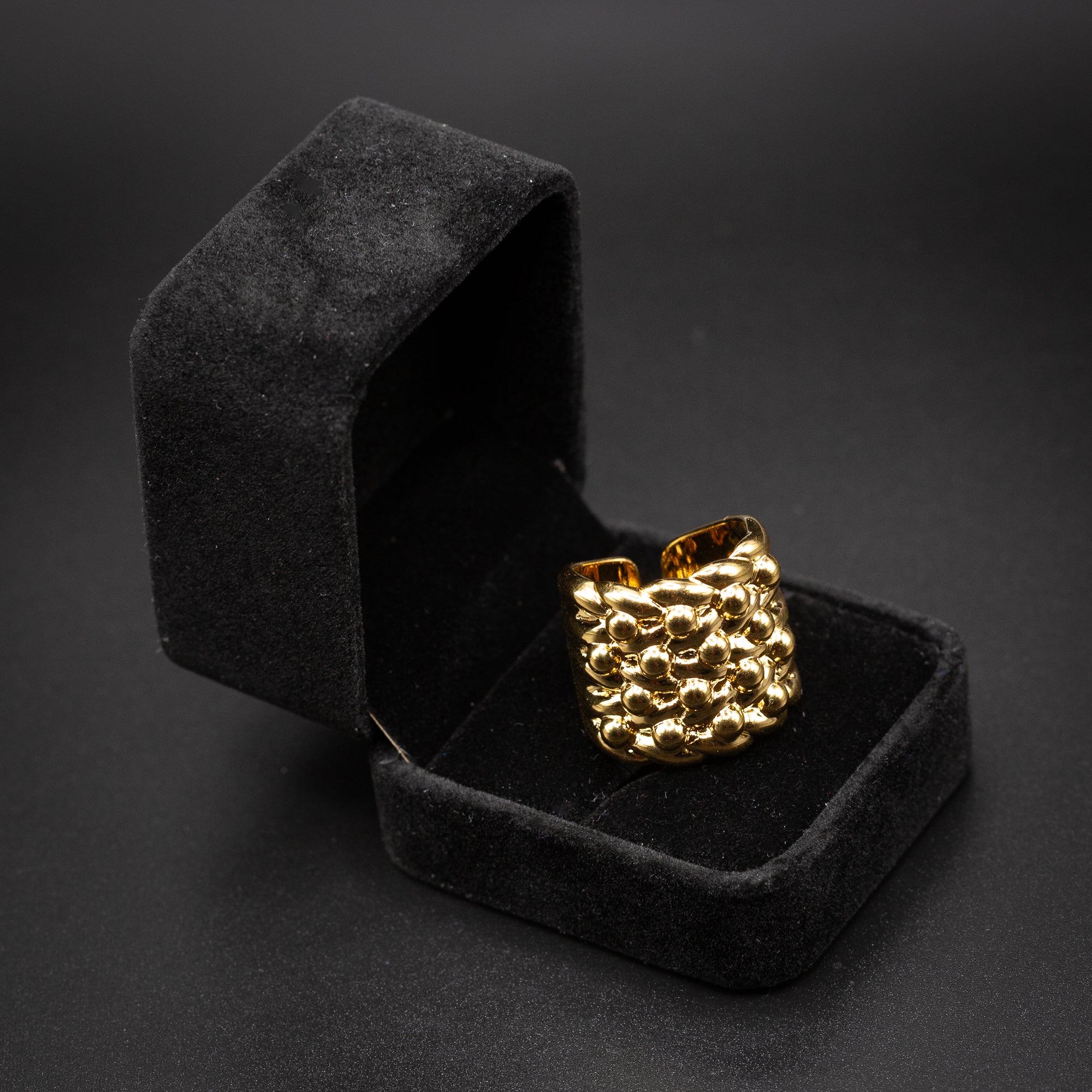 Gold 4 Row Keepers Ring Size Q Adjustable