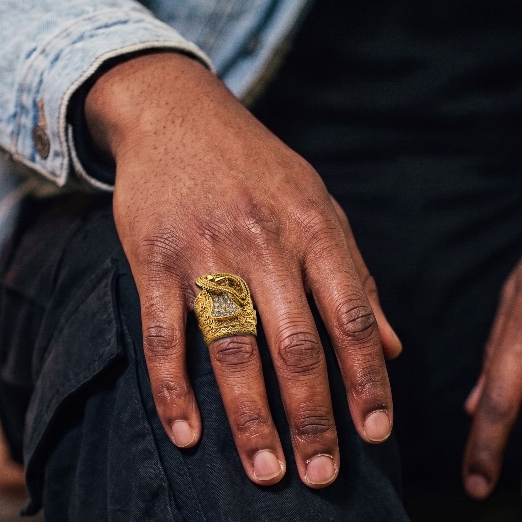 Gold Saddle Ring with Stones