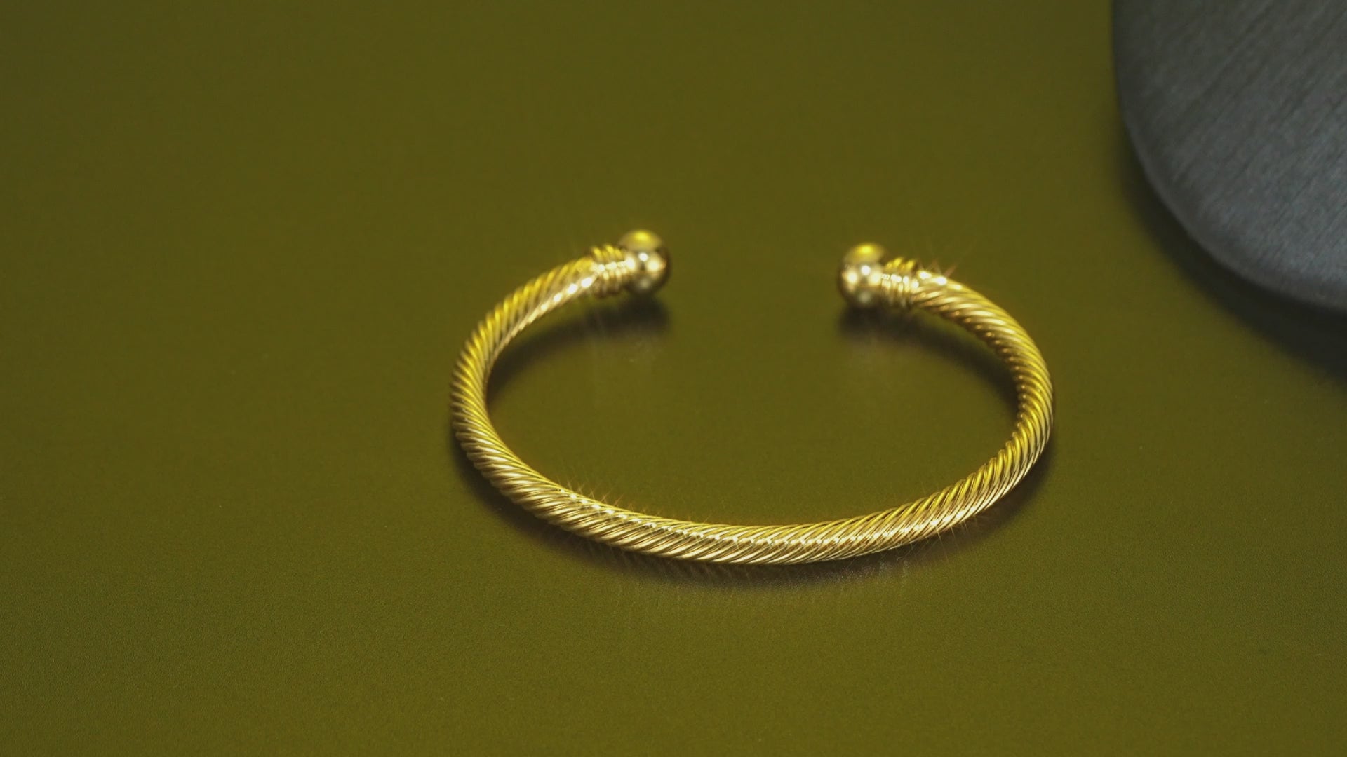 4mm Gold Twisted Torque Bangle Adjustable