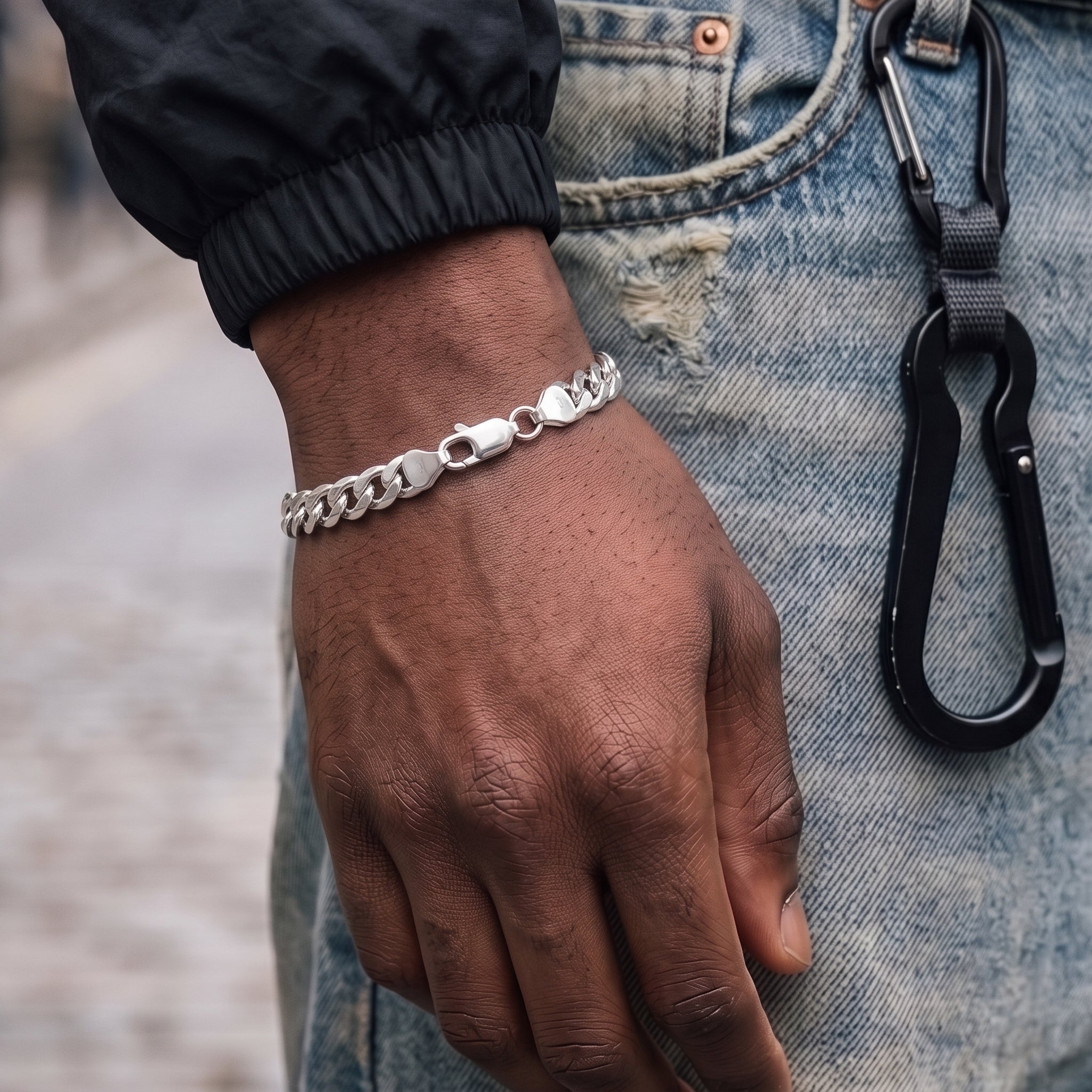 Silver Curb Bracelet 6mm