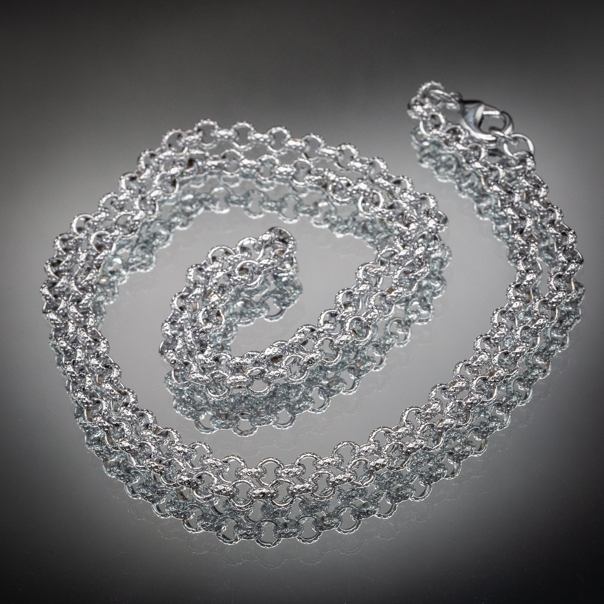 4mm Silver Diamond Cut Pattern Belcher Chain – 24 Inch