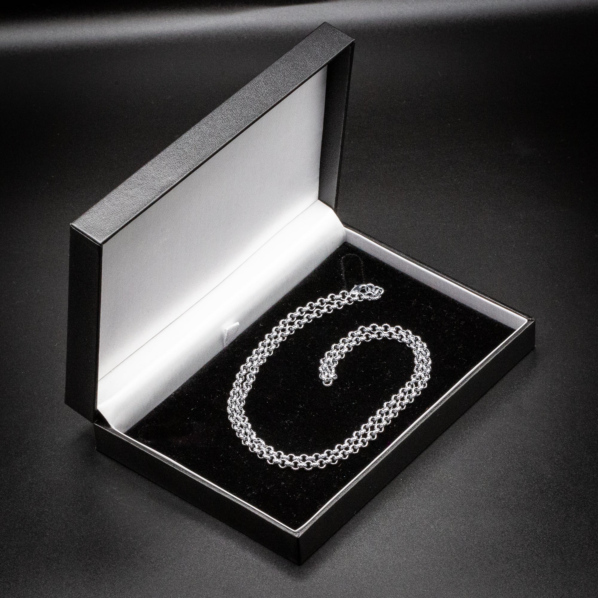 4mm Silver Diamond Cut Pattern Belcher Chain – 24 Inch