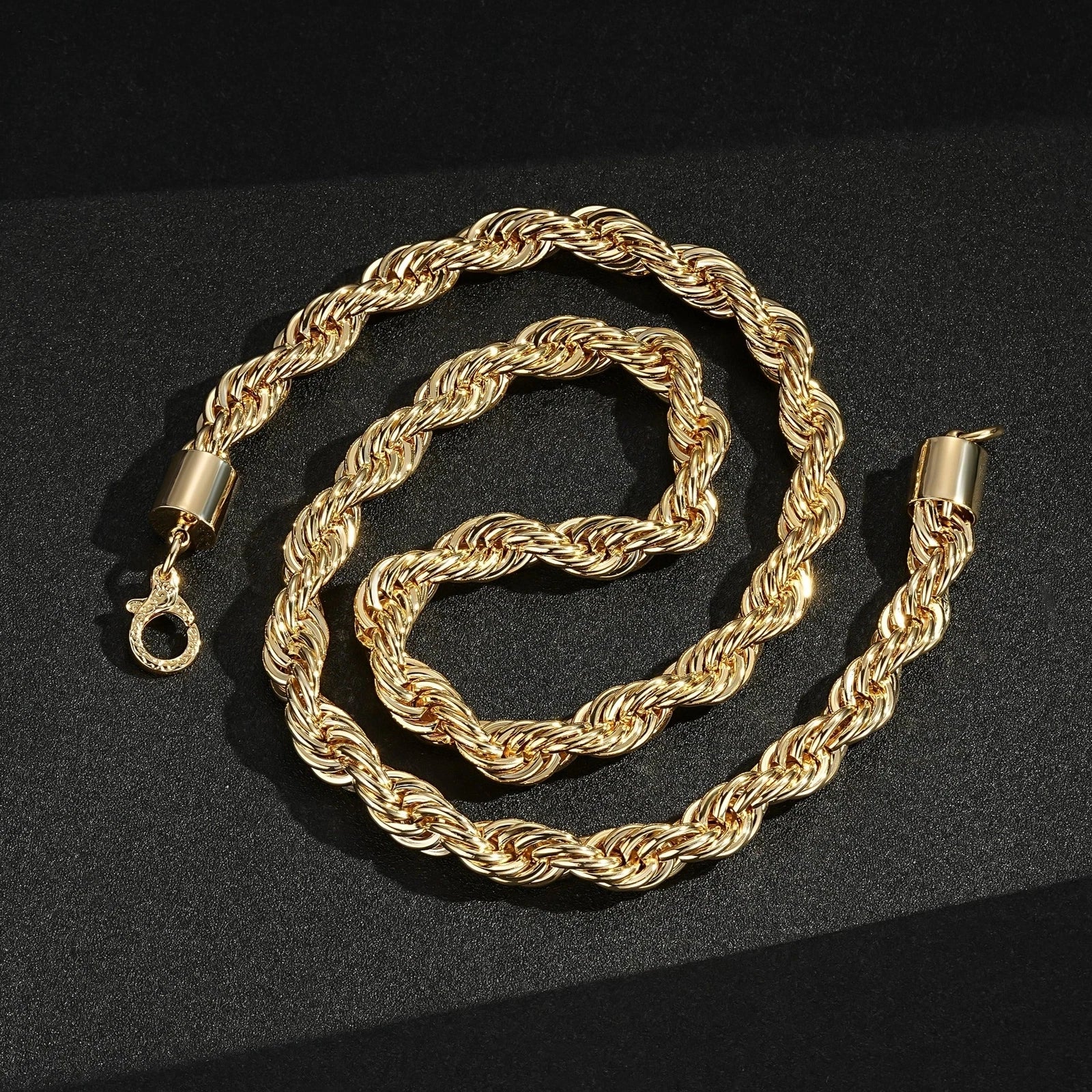 Gold Rope Chain Necklace 12mm 30inches