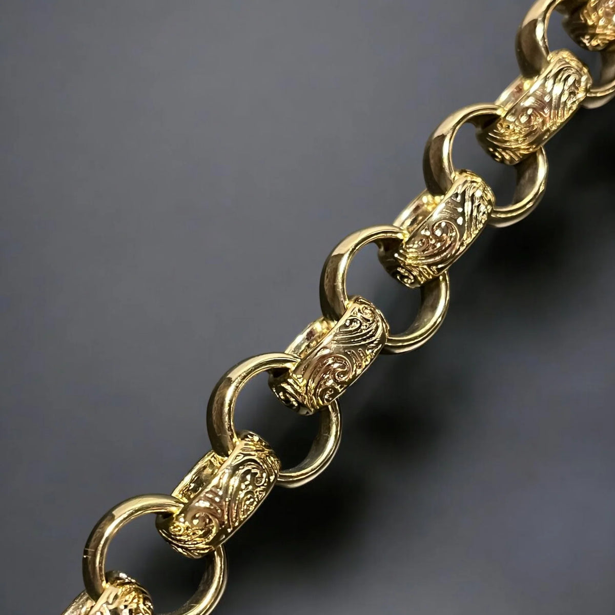 Gold Ornate Filigree Belcher Chain &amp; Bracelet Set 15mm