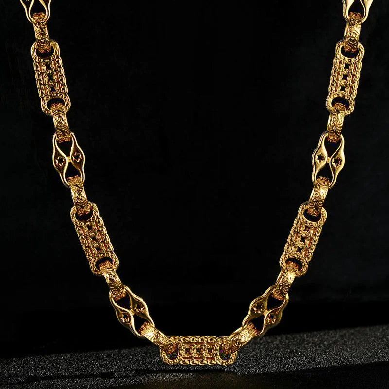 11mm Gold Stars and Bars Chain - 26 Inches